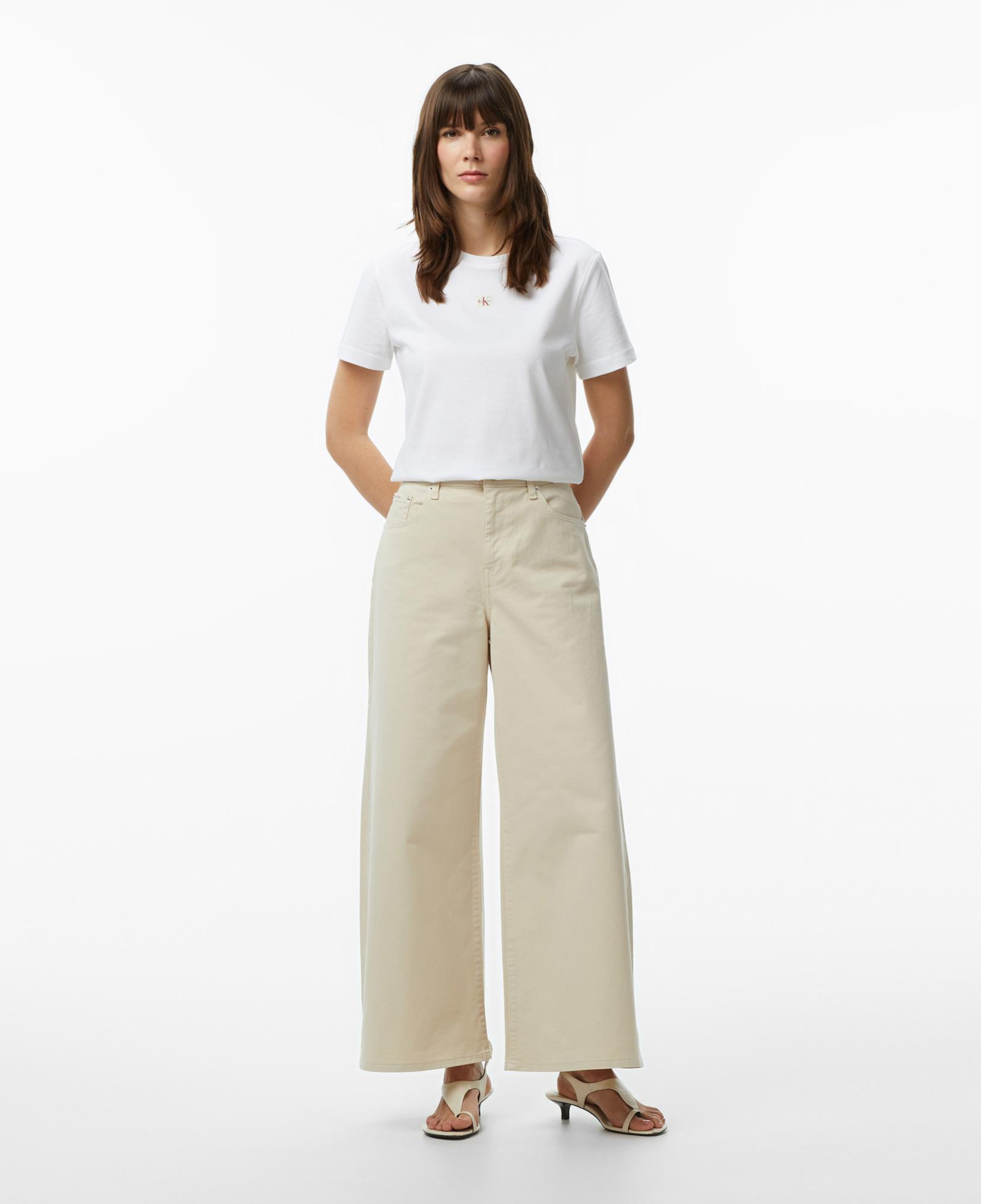 Calvin Klein Woven Label Classic Fit  Kadın Beyaz T-Shirt