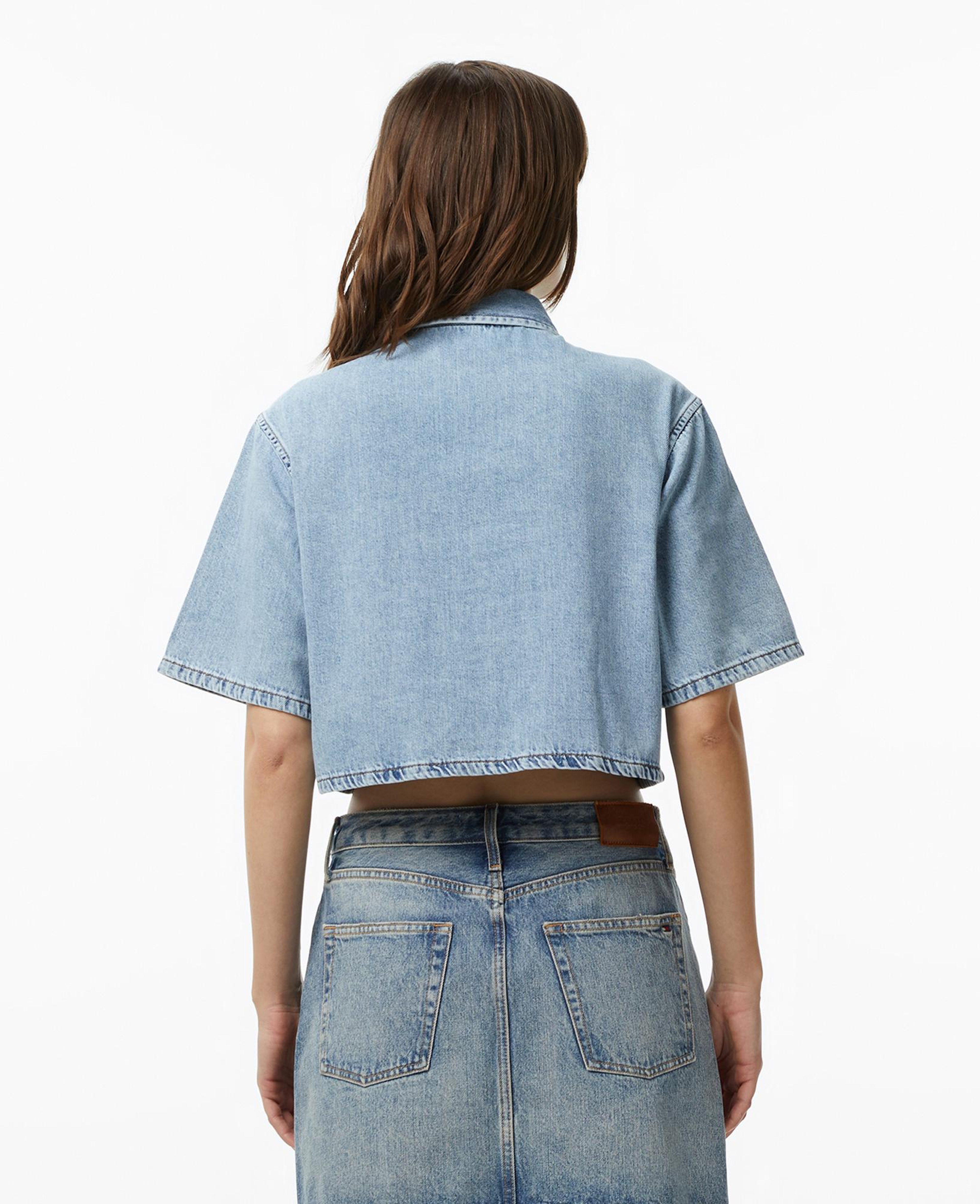Calvin Klein Boxy Cropped Denim Vintage Kadın Mavi Gömlek