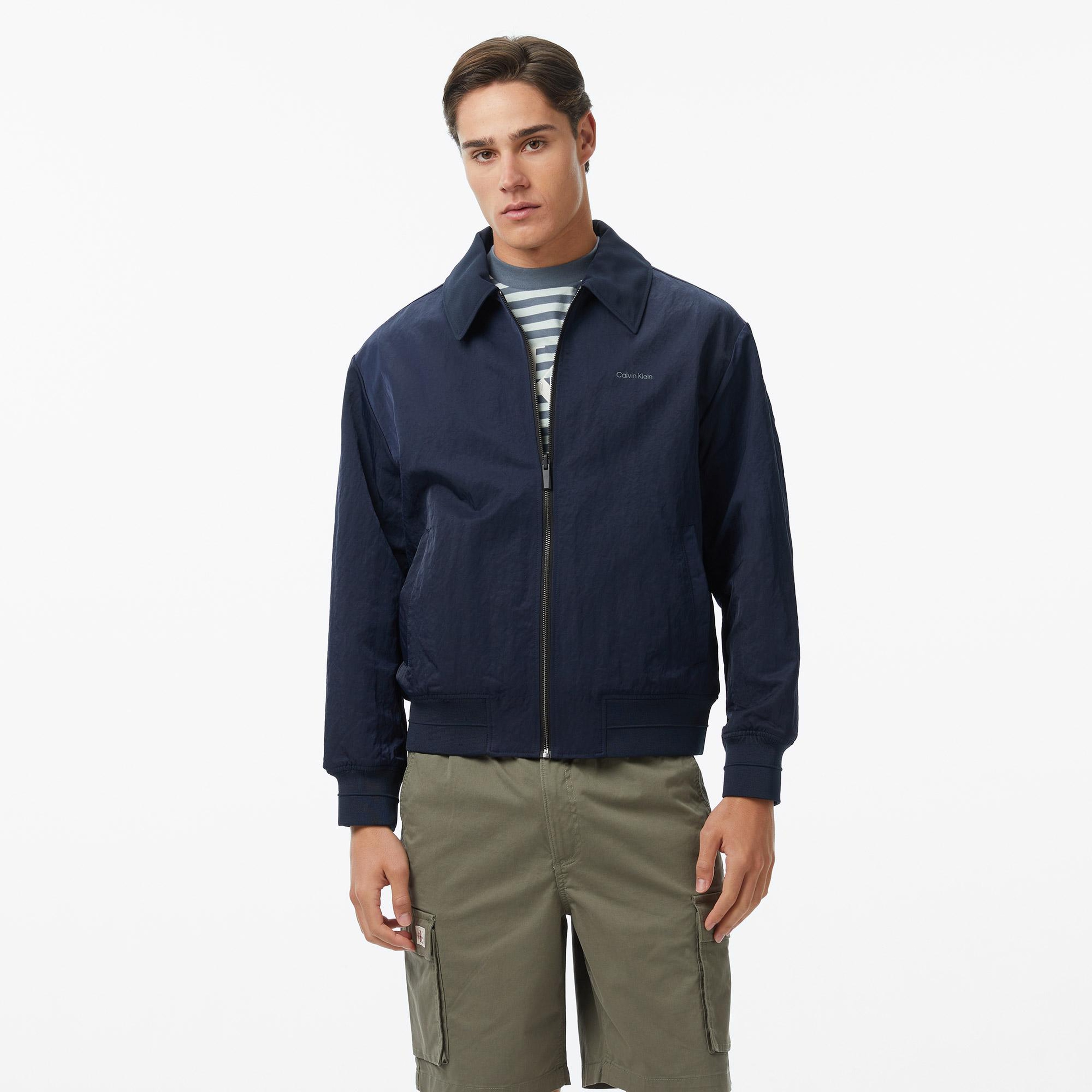 Calvin Klein Nylon Collared Reversible Erkek Mavi Ceket