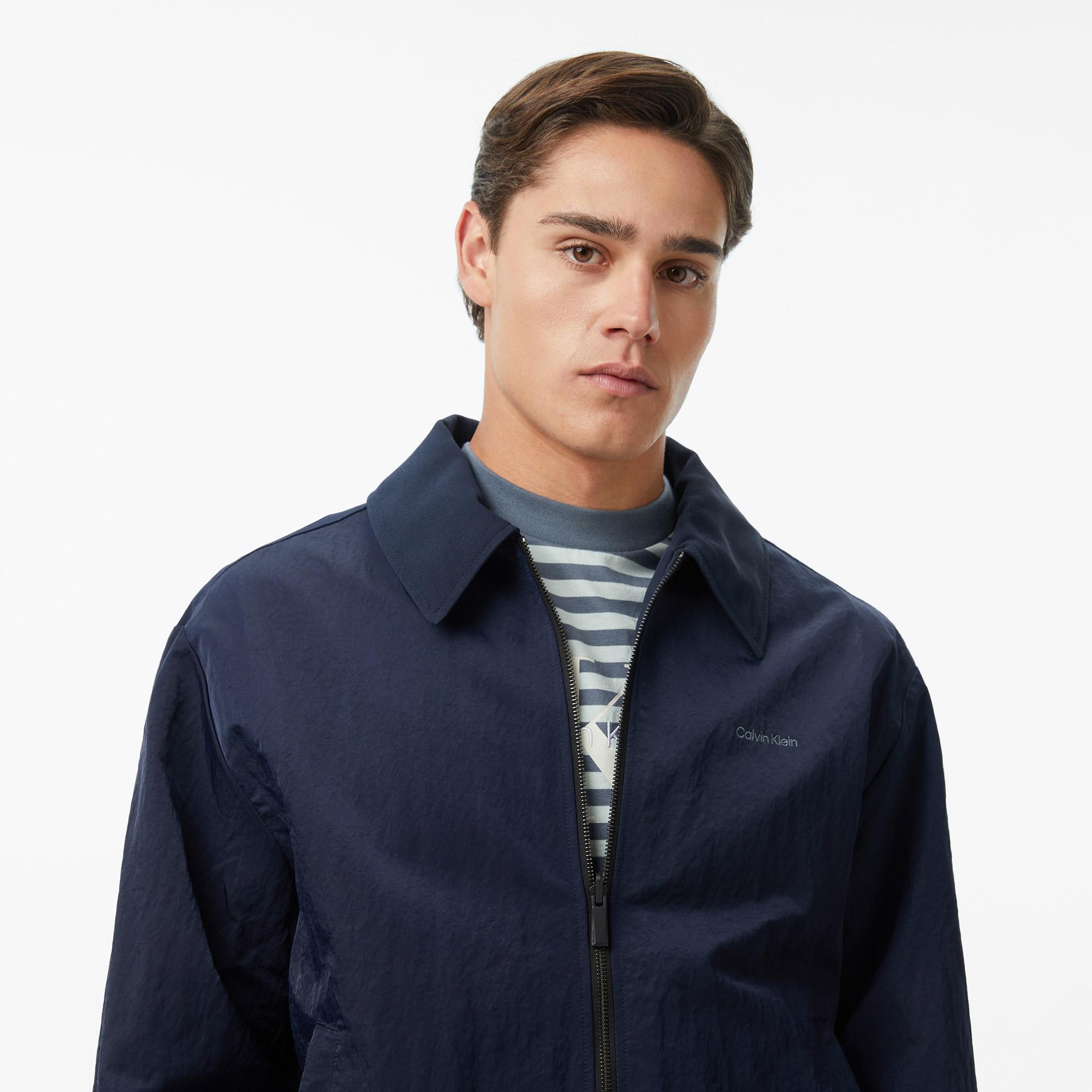 Calvin Klein Nylon Collared Reversible Erkek Mavi Ceket
