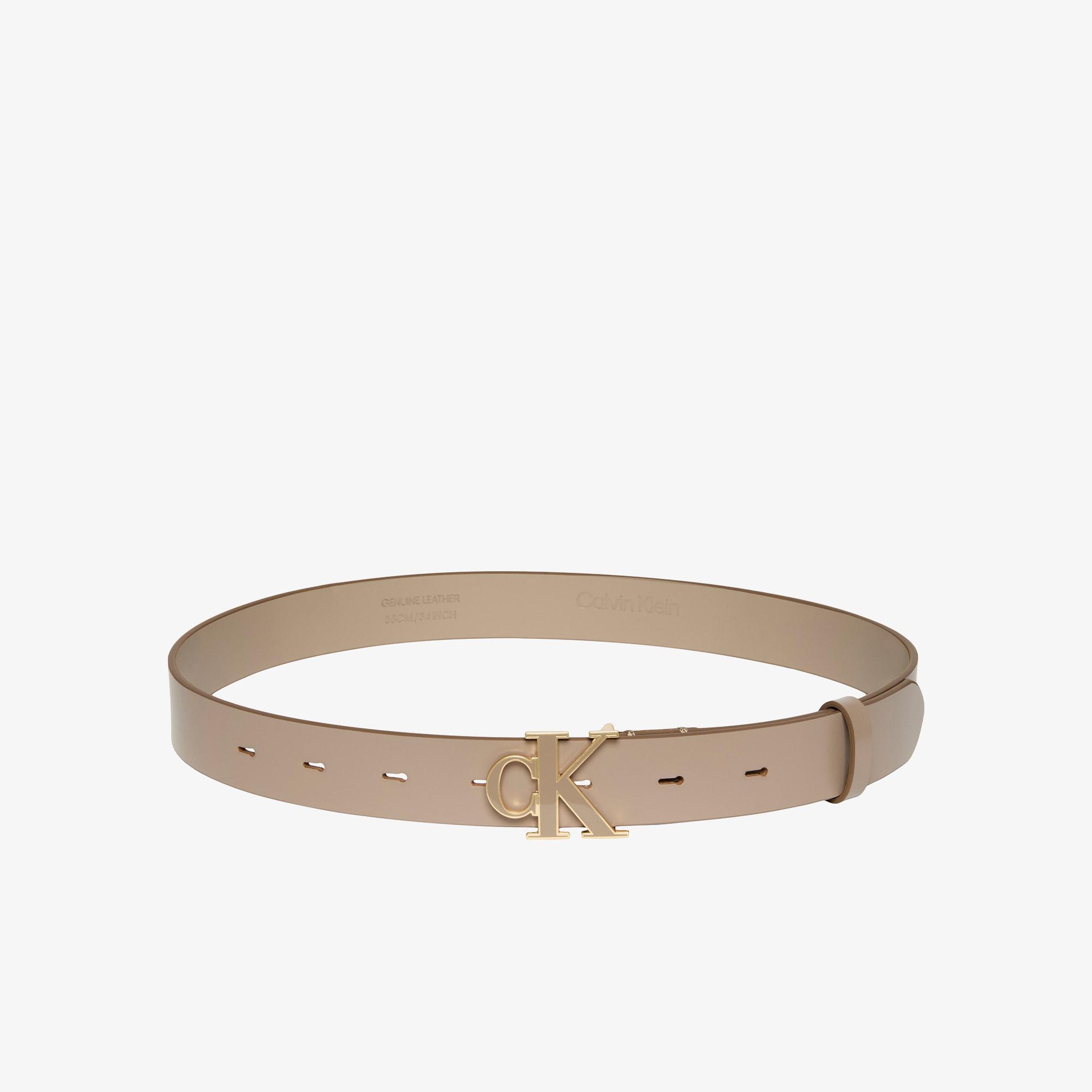 Calvin Klein Round Ck Buckle 30mm Belt Inlay Kadın Kahverengi Kemer