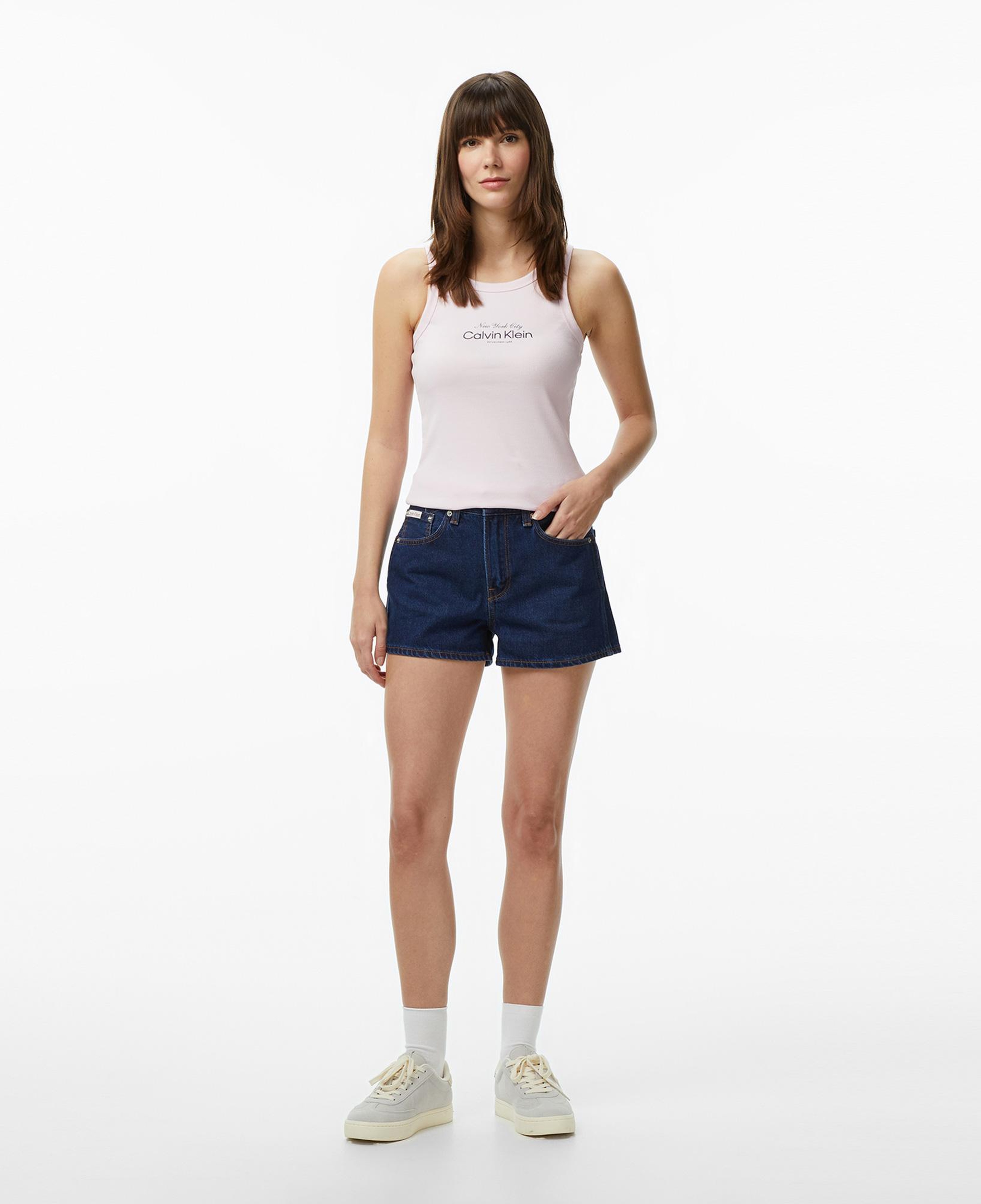 Calvin Klein Contour 2X2 Rıb Graphic Kadın Renkli Kolsuz T-Shirt