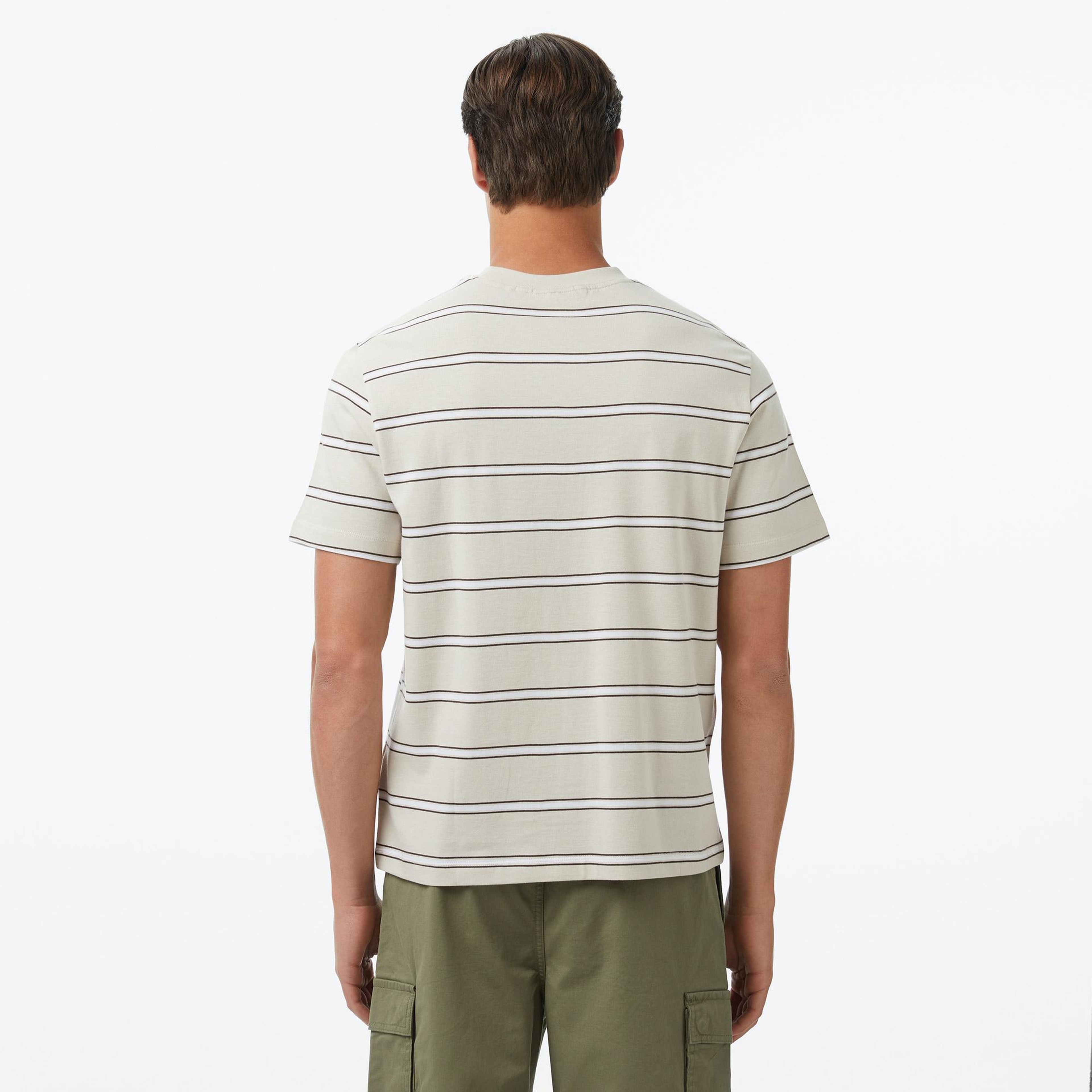 Calvin Klein Easy Stripe Crewnk Erkek Bej T-Shirt