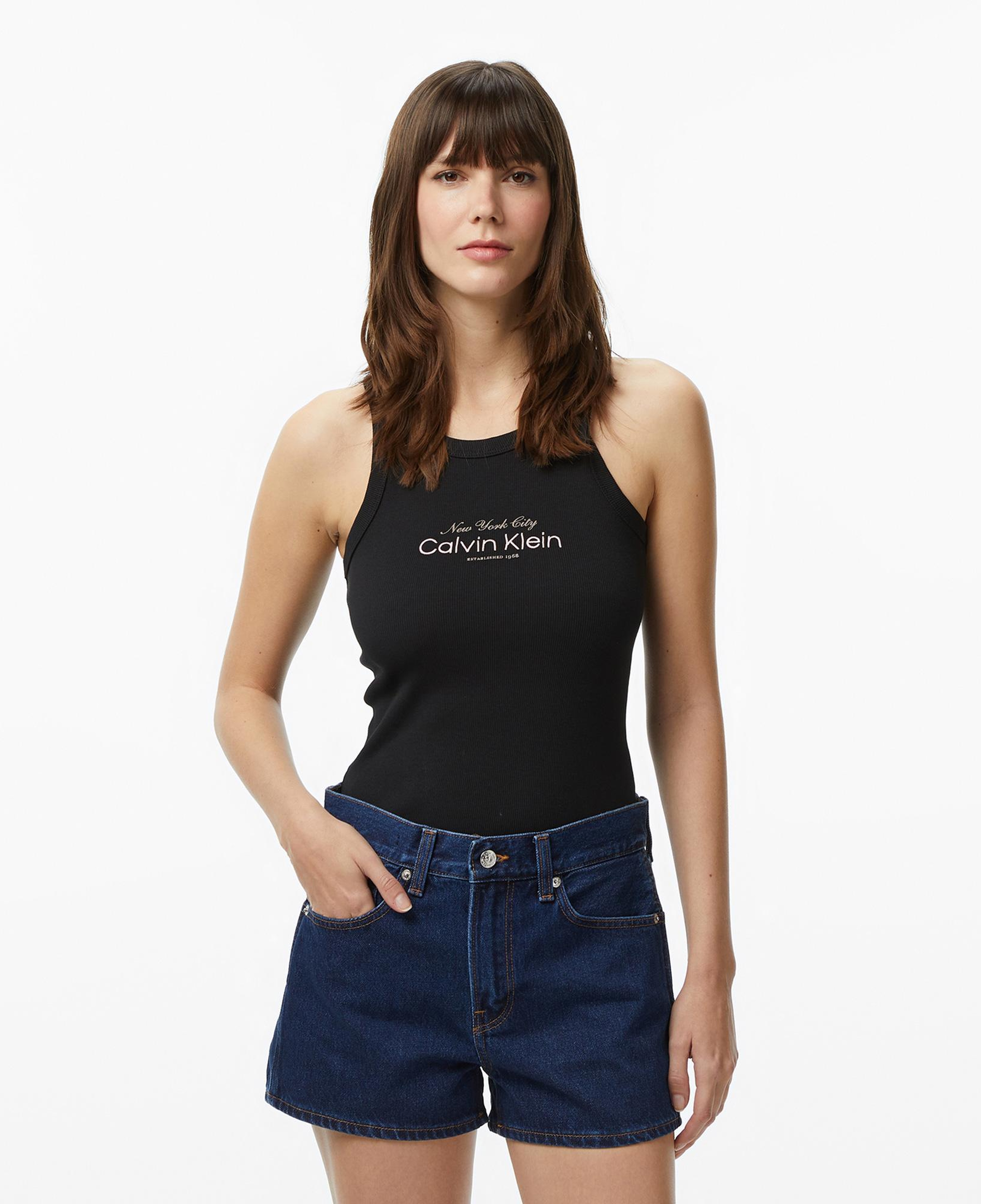 Calvin Klein Contour 2X2 Graphic Kadın Siyah Kolsuz T-Shirt