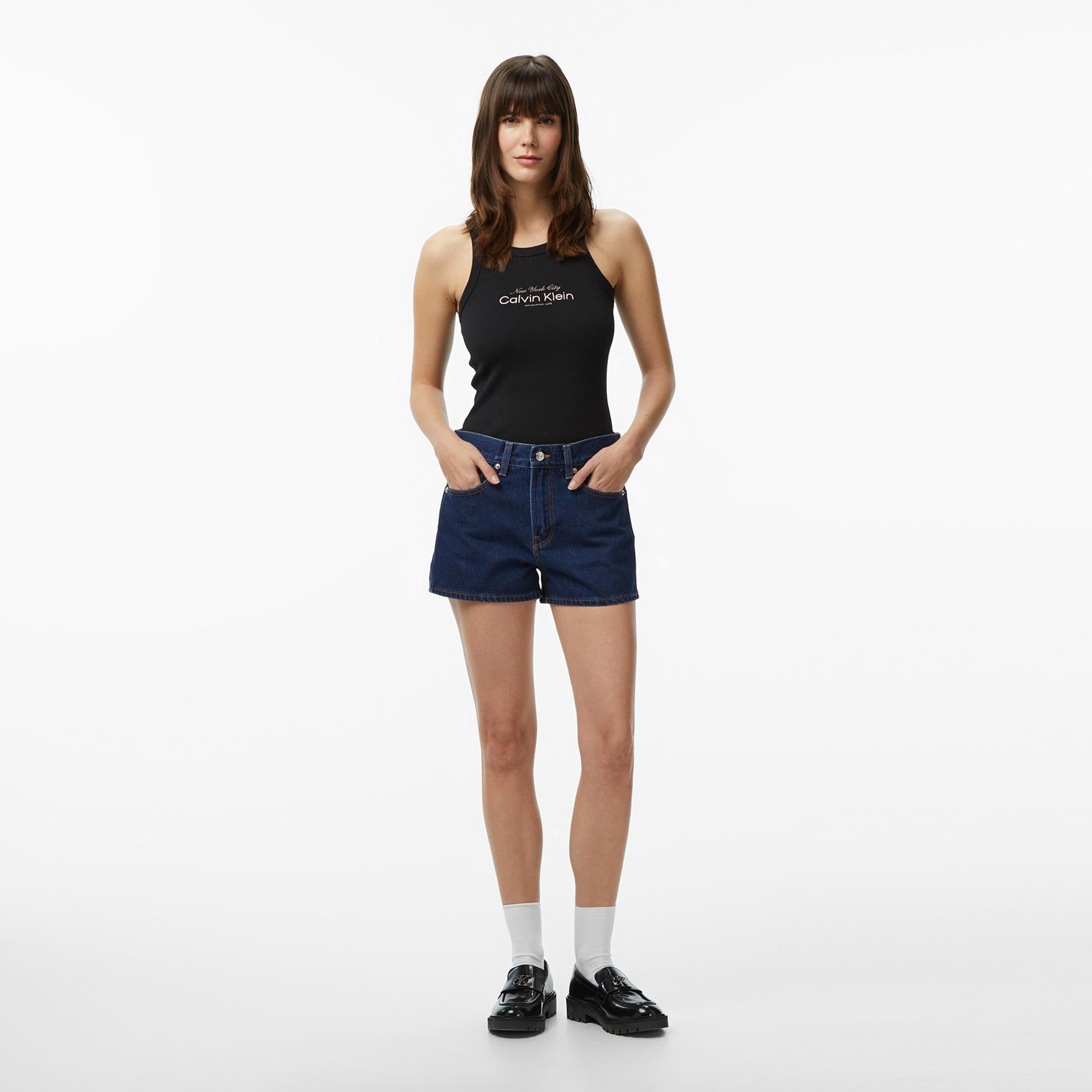 Calvin Klein Contour 2X2 Graphic Kadın Siyah Kolsuz T-Shirt