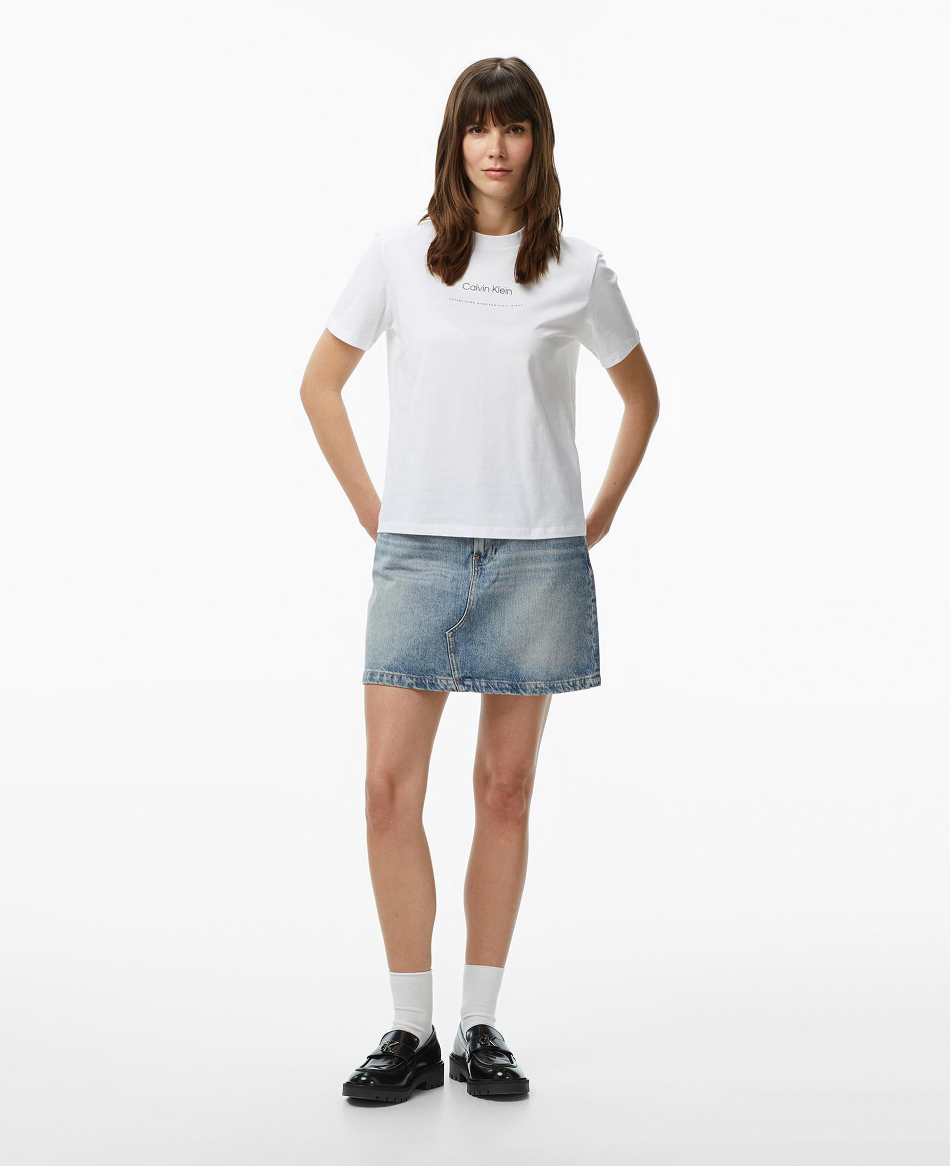 Calvin Klein Multi Logo Classic Kadın Beyaz T-Shirt