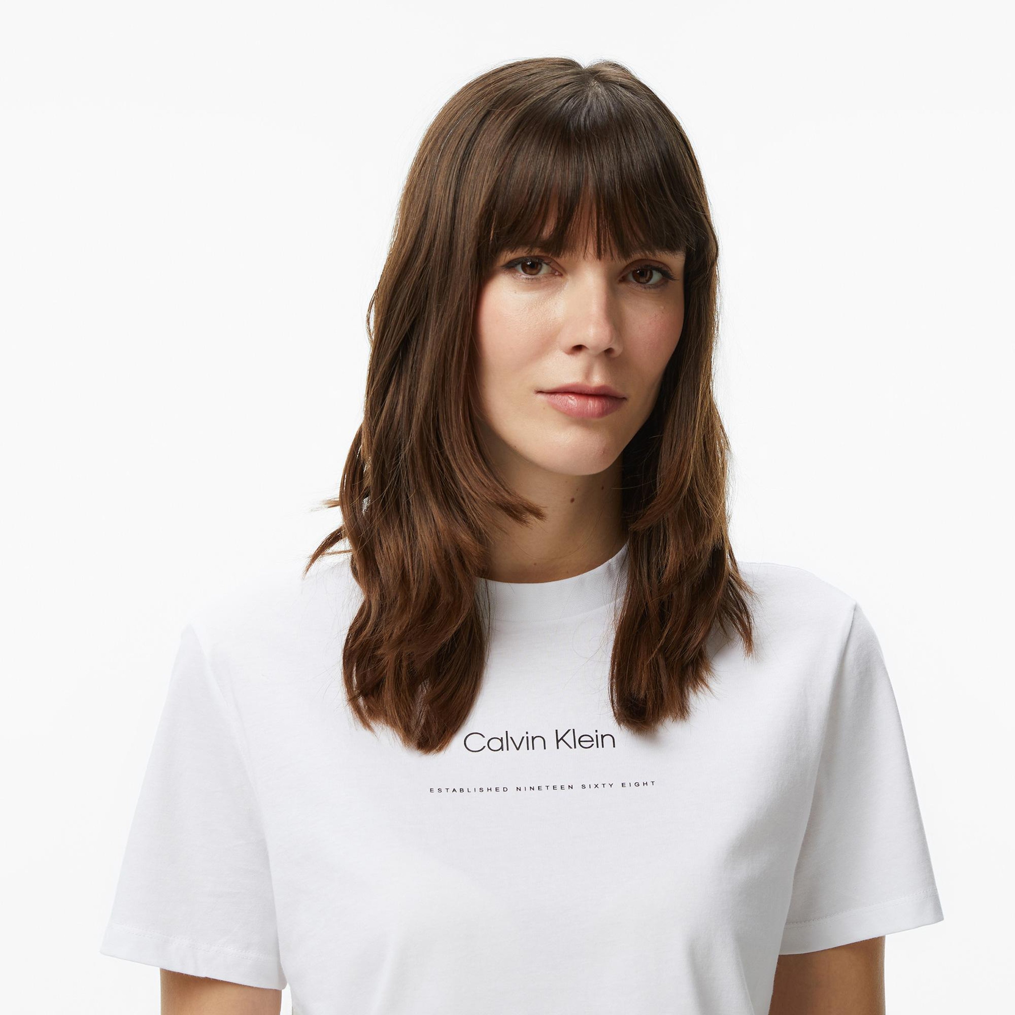 Calvin Klein Multi Logo Classic Kadın Beyaz T-Shirt