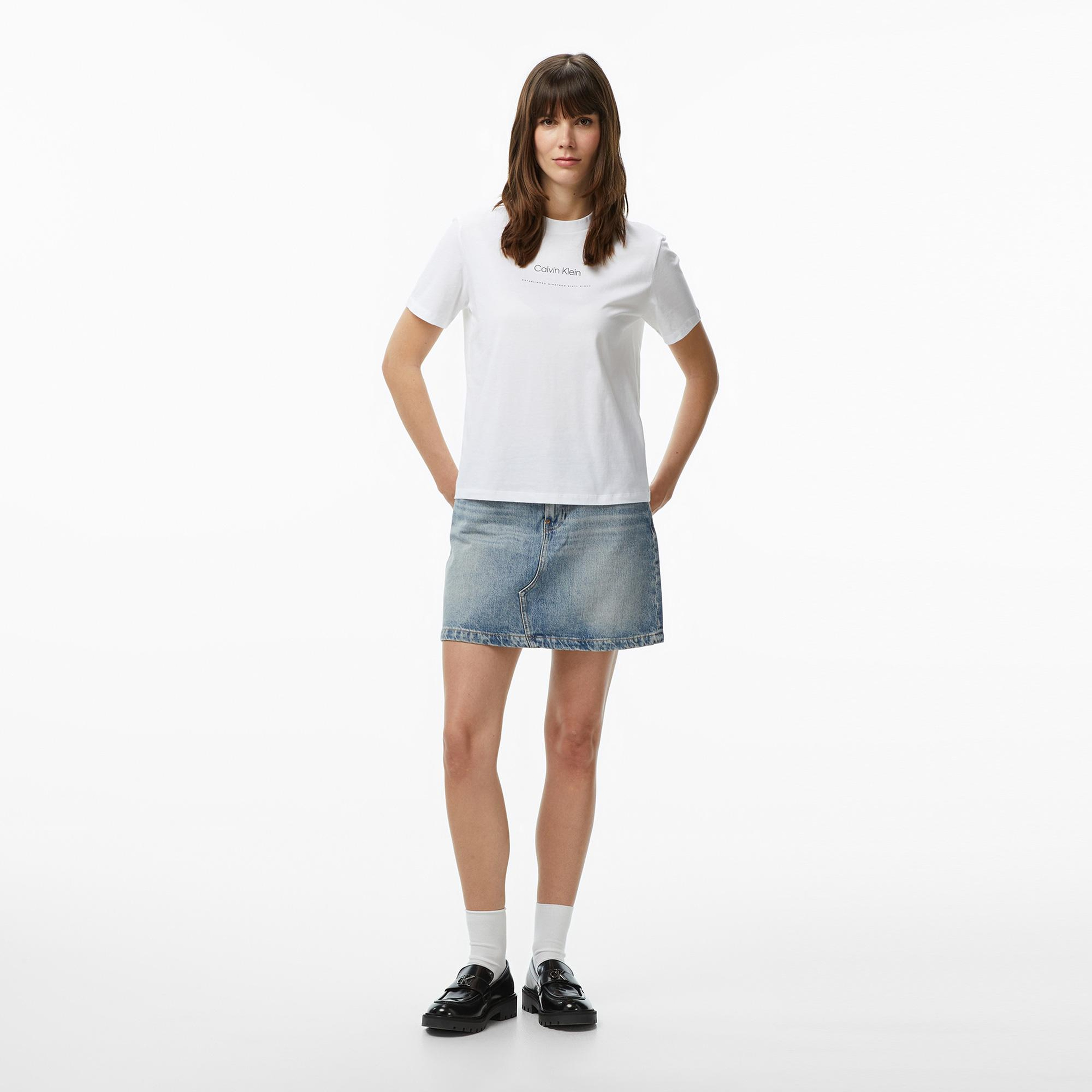 Calvin Klein Multi Logo Classic Kadın Beyaz T-Shirt