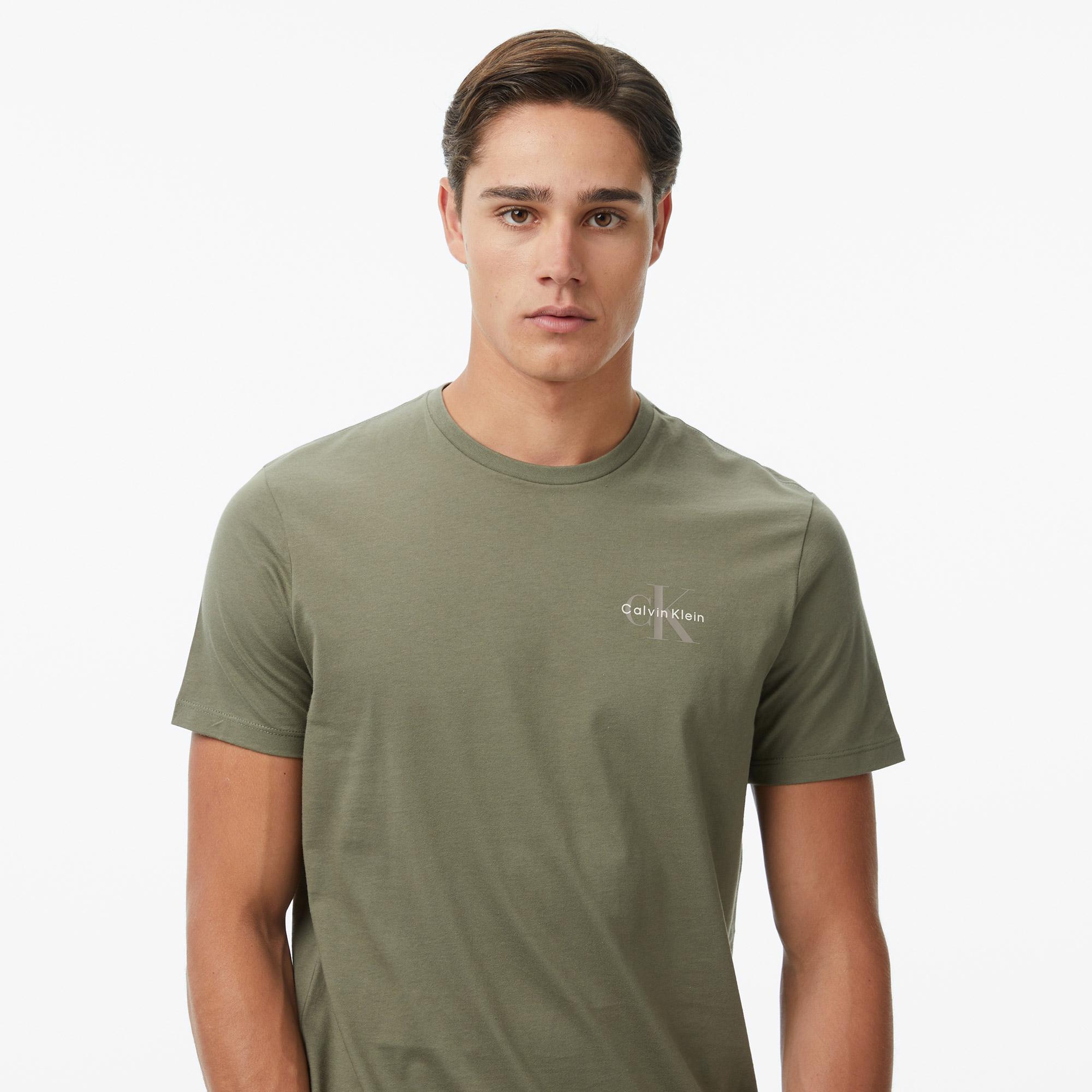 Calvin Klein 30S Jersey Classic Micro Mono Erkek Haki T-Shirt