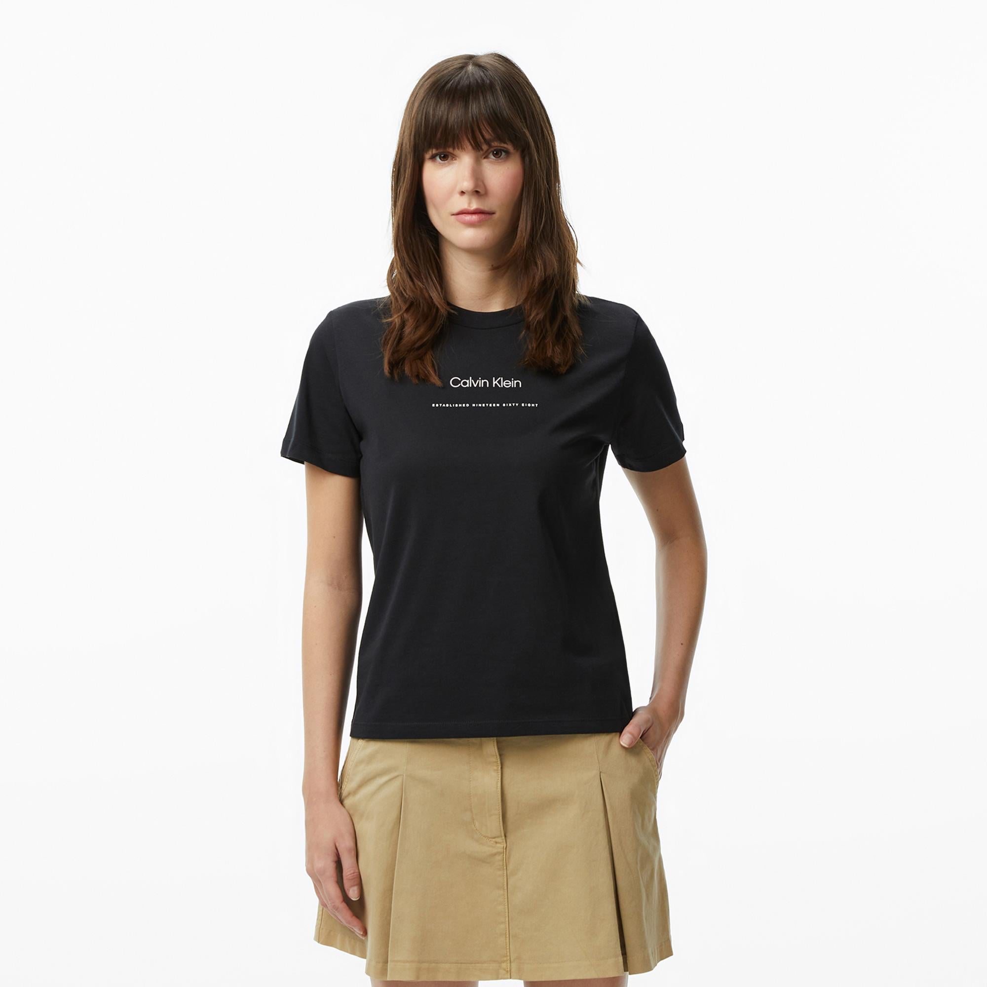 Calvin Klein Multi Logo Classic Kadın Siyah T-Shirt
