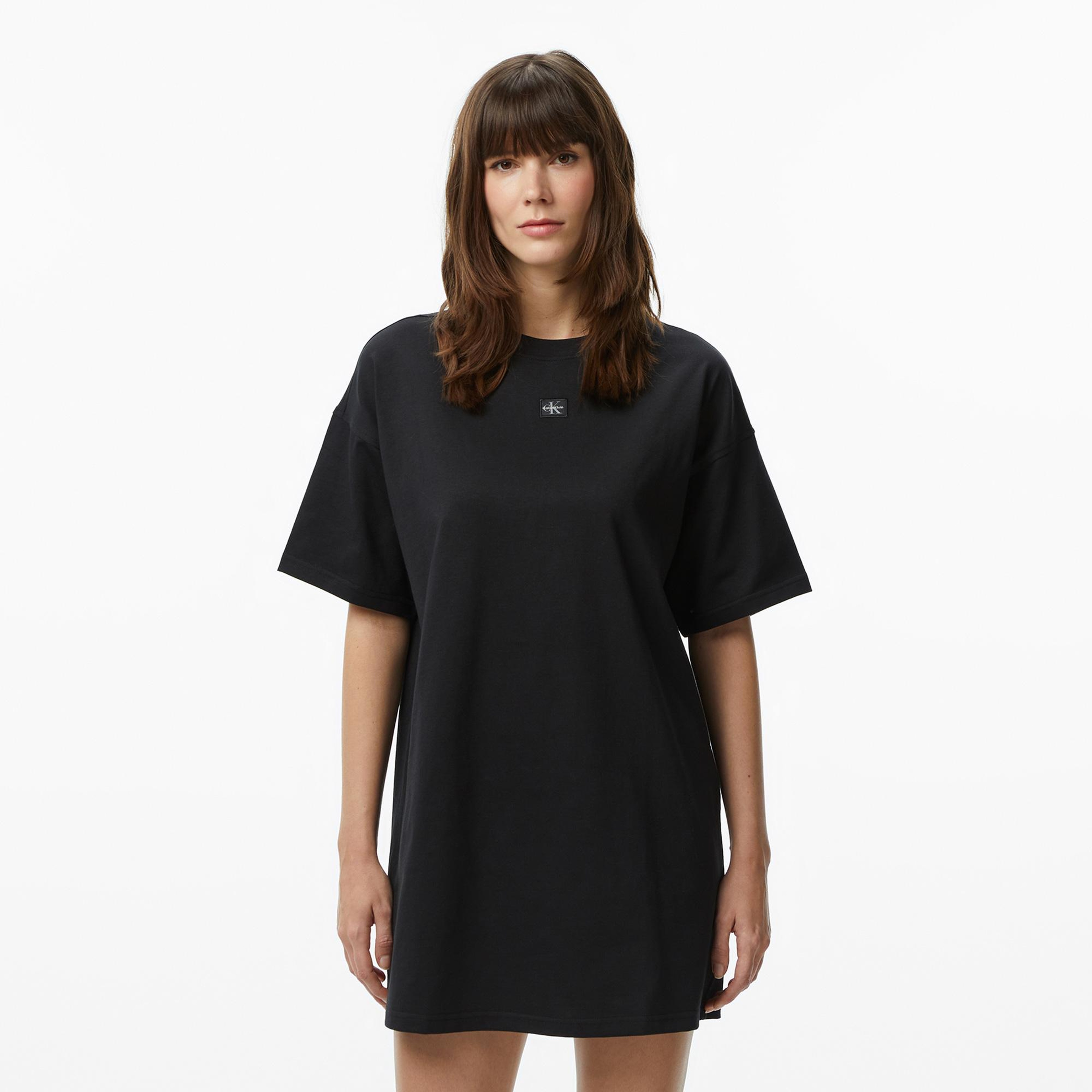 Calvin Klein Woven Label Oversized Kadın Siyah Elbise