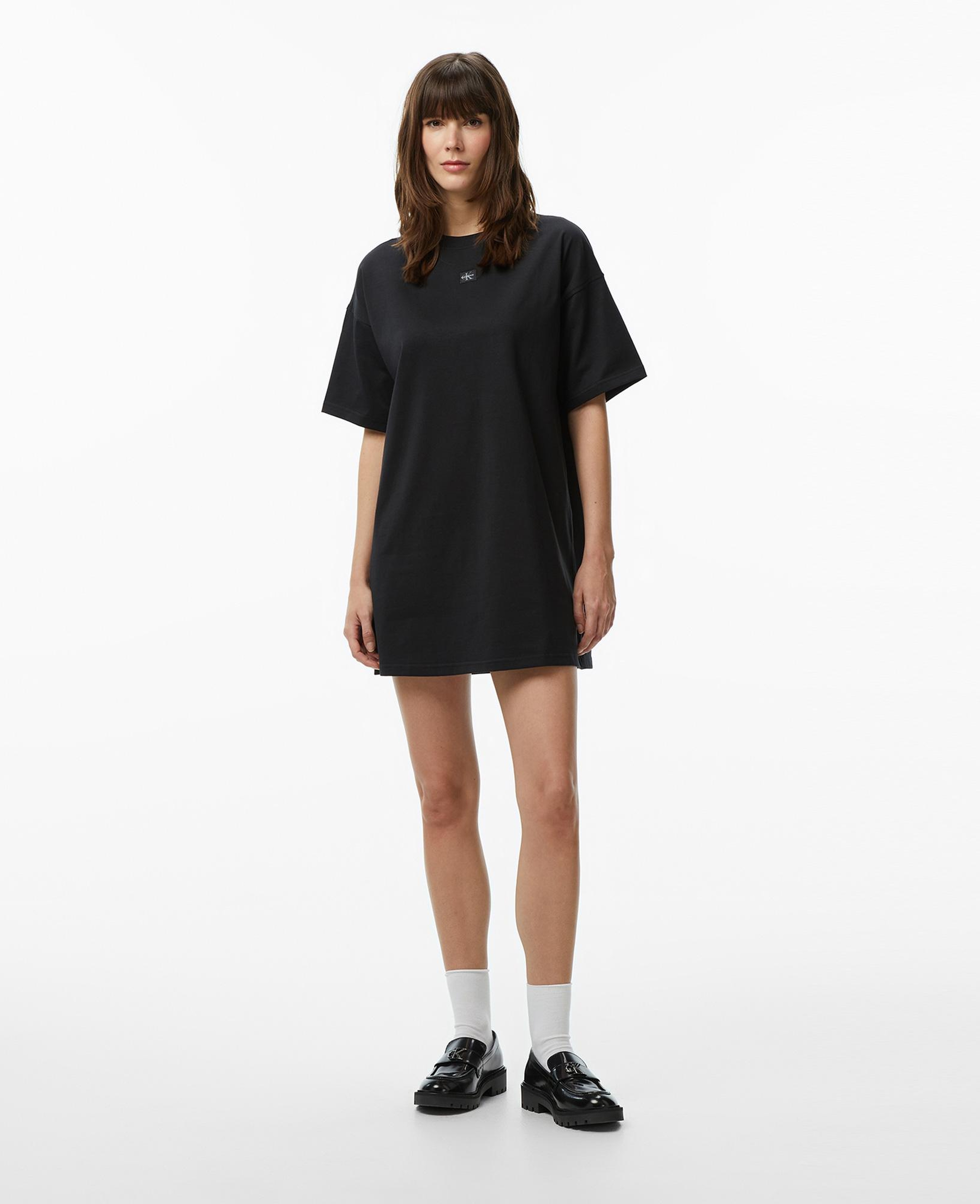 Calvin Klein Woven Label Oversized Kadın Siyah Elbise