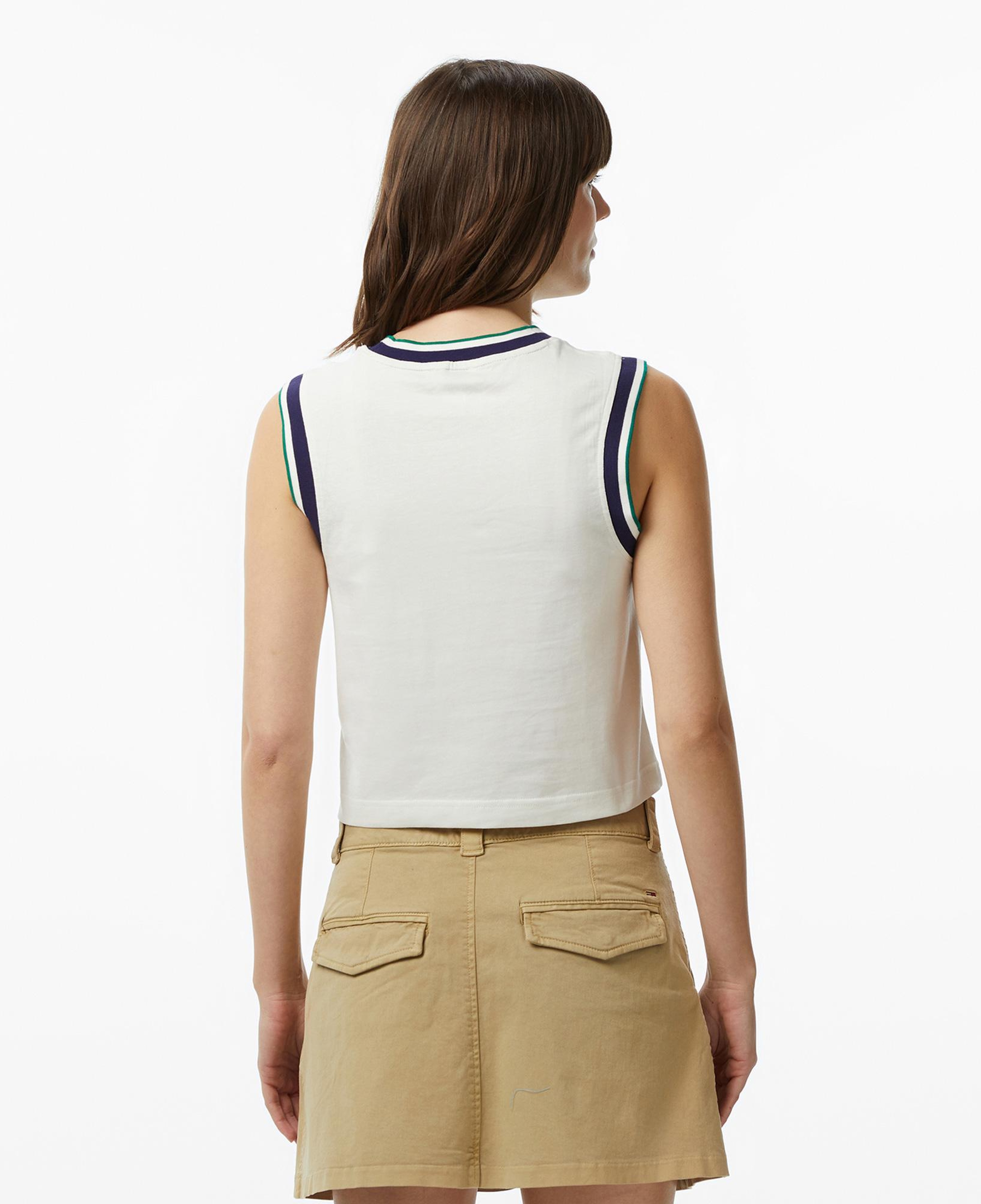 Calvin Klein Monogram Stripe Kadın Beyaz Kolsuz T-Shirt