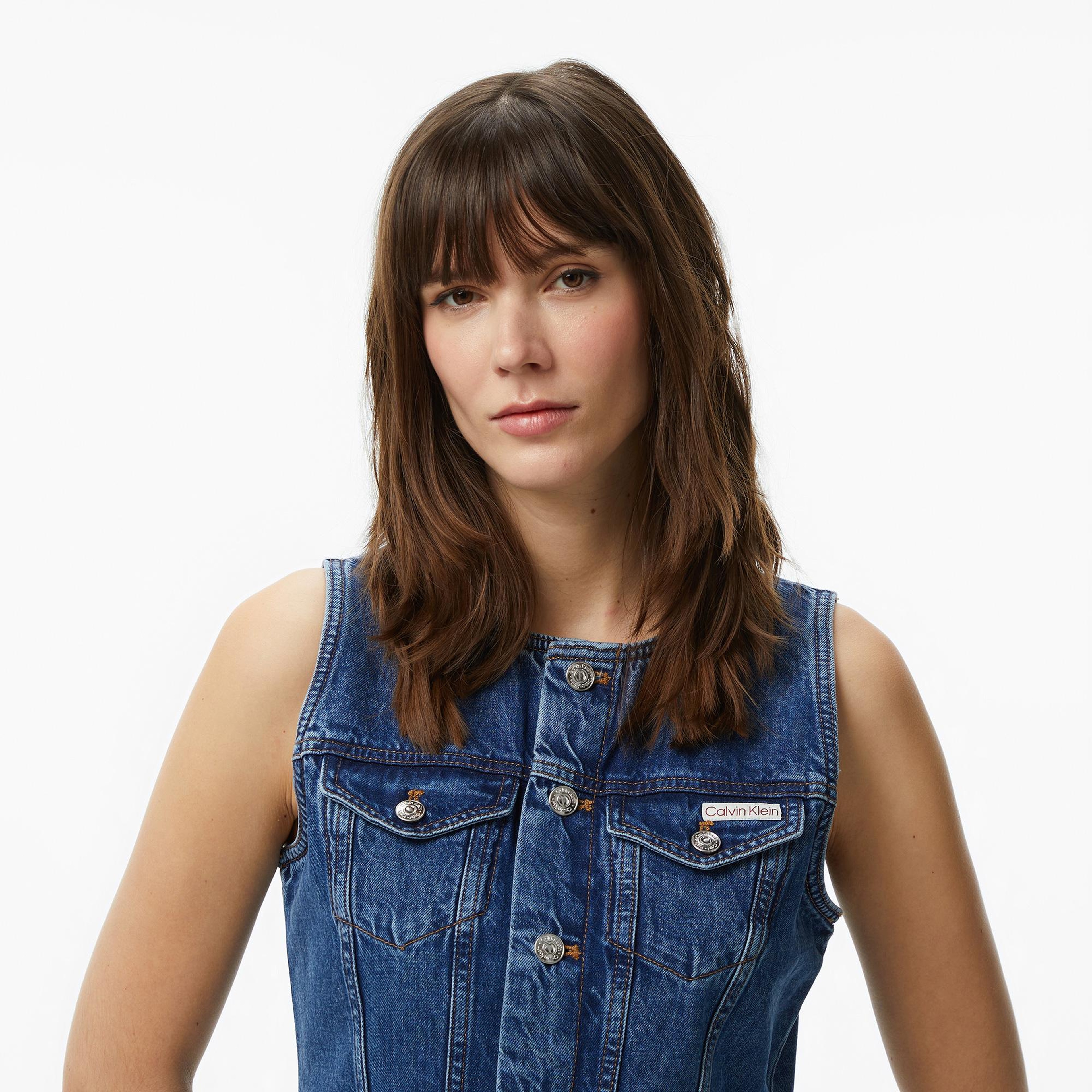 Calvin Klein Mini Trucker Kadın Mavi Elbise