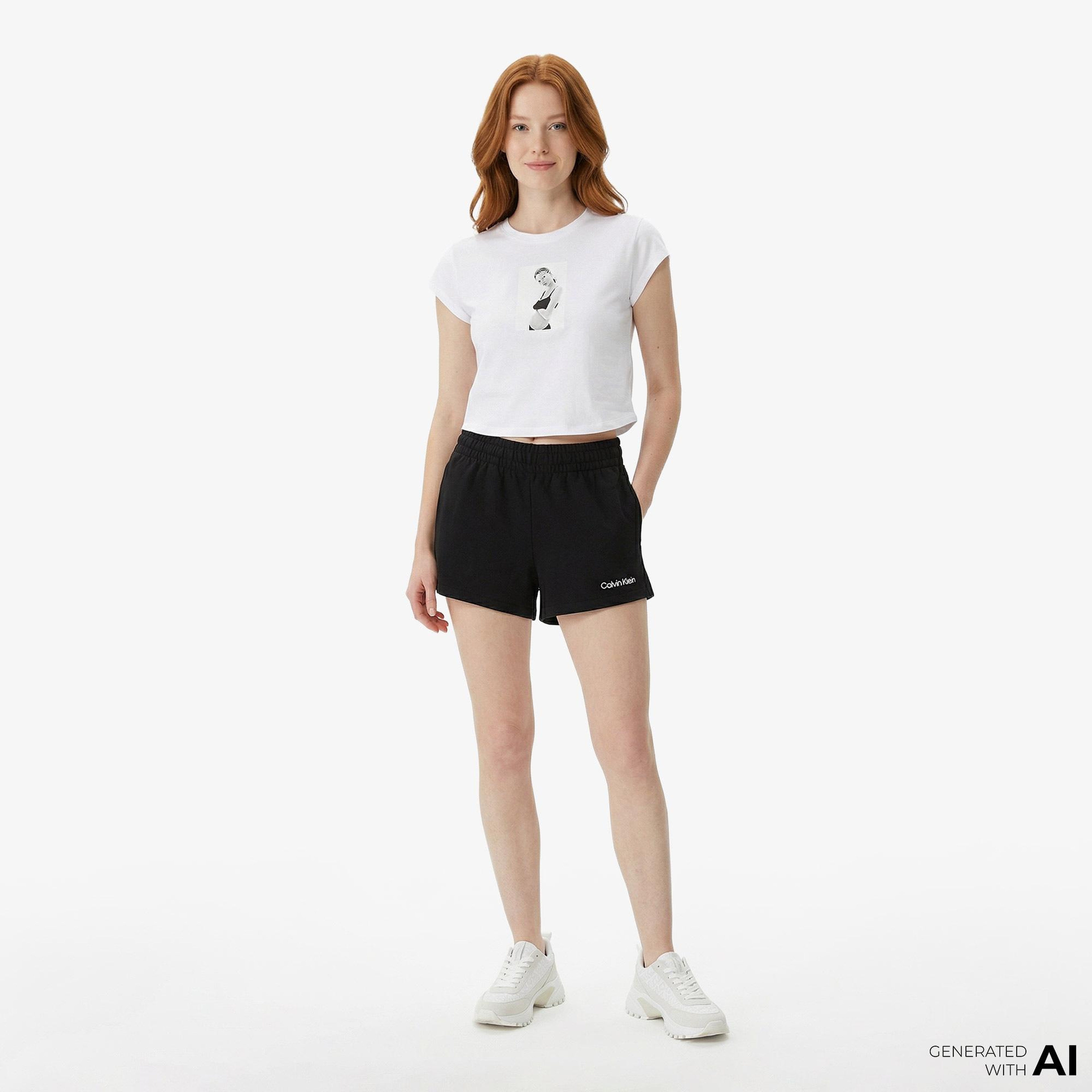 Calvin Klein French Terry Kadın Siyah Şort