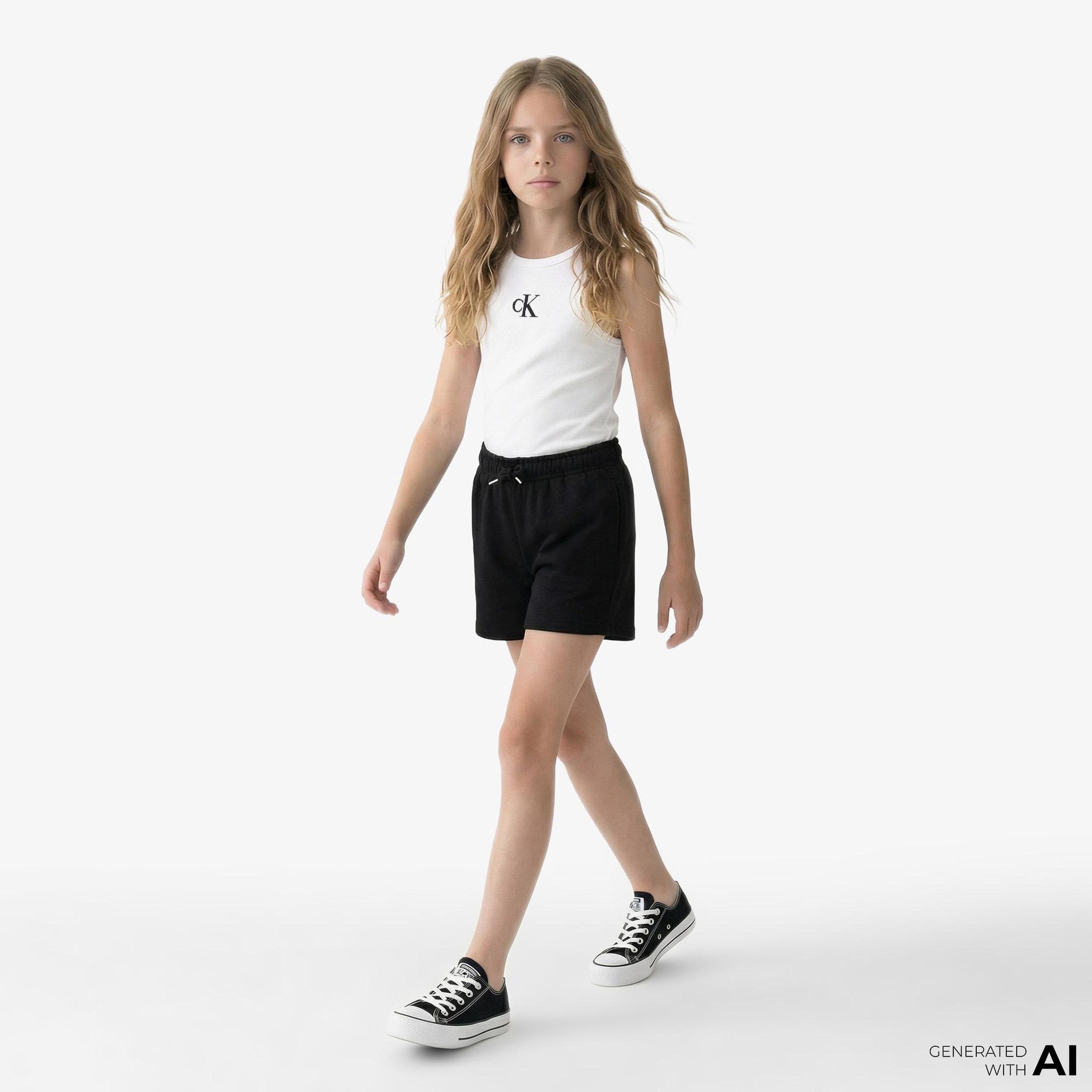 Calvin Klein Mono Logo Relaxed Çocuk Siyah Şort