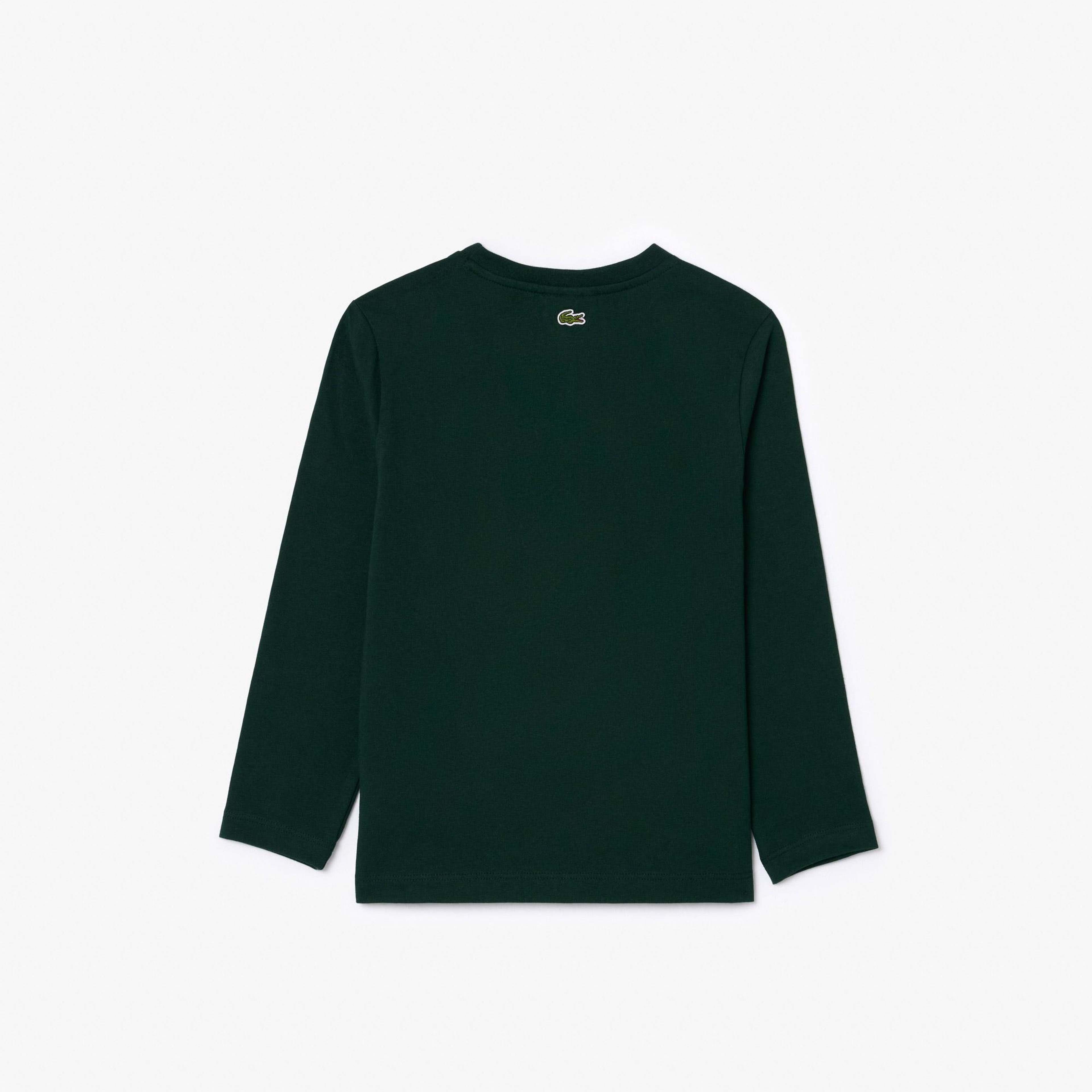 Lacoste Erkek Çocuk Uzun Kollu Bisiklet Yaka Baskılı Yeşil T-Shirt