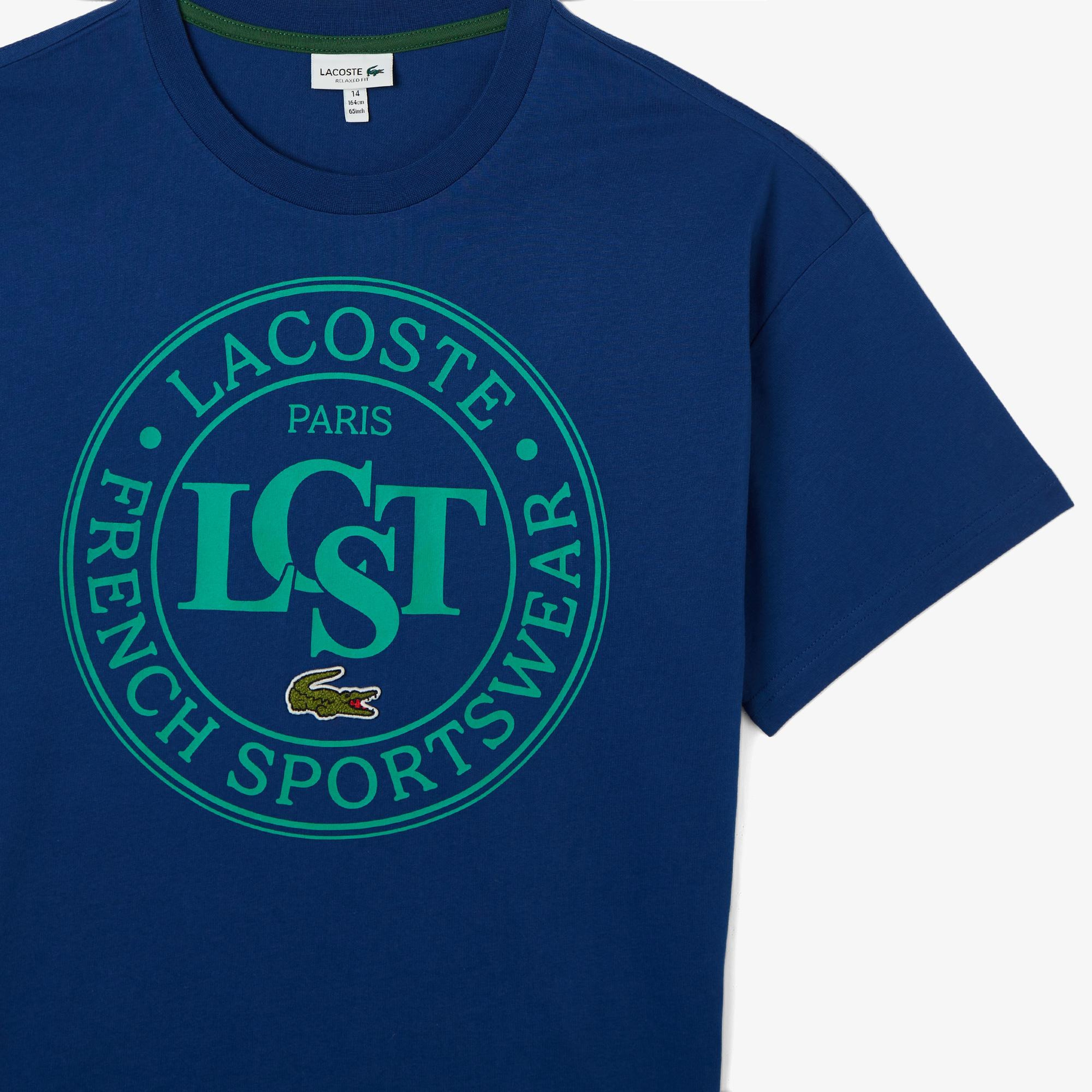 Lacoste Çocuk Bisiklet Yaka Baskılı Mavi T-Shirt