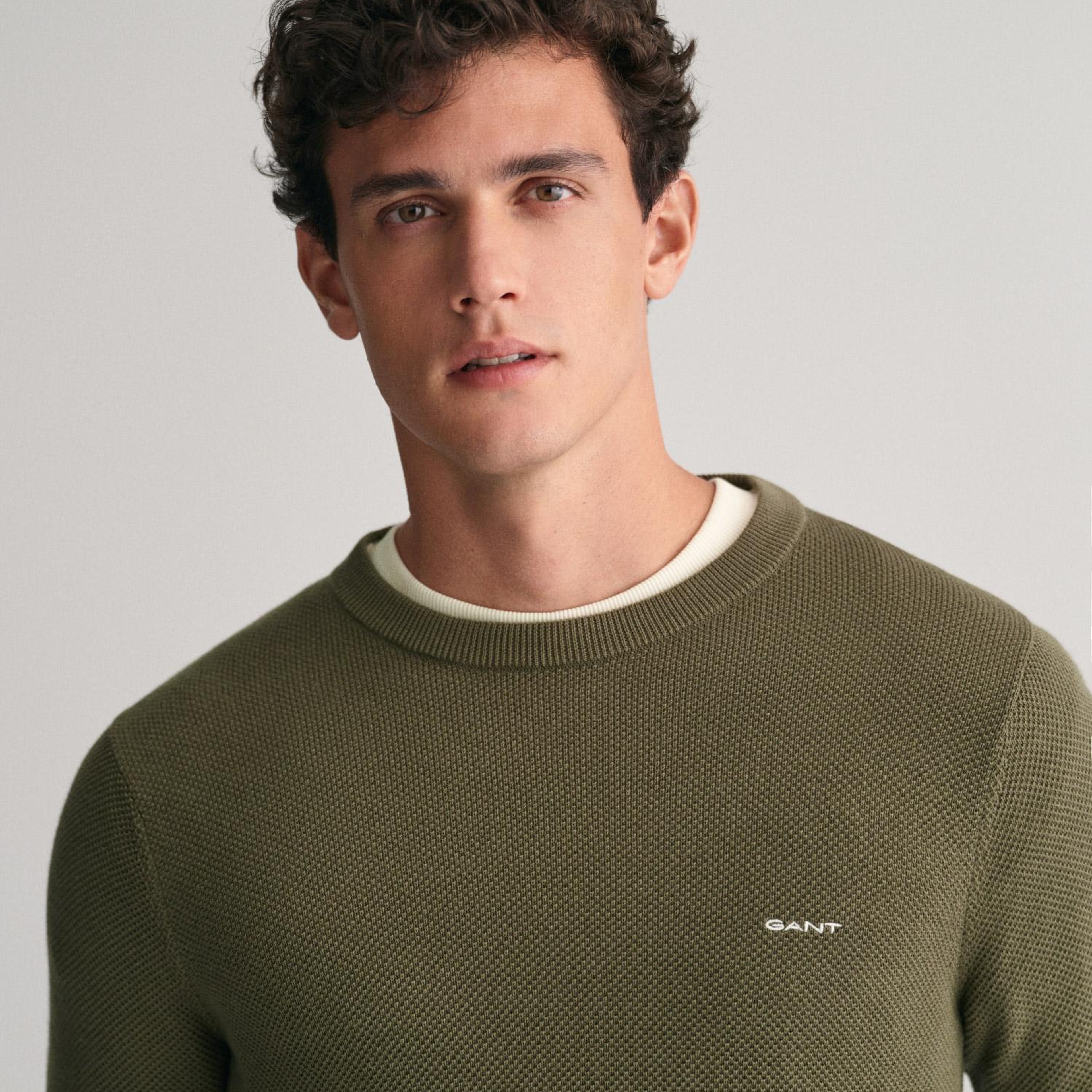 GANT Erkek Yeşil Regular Fit Bisiklet Yaka Kazak