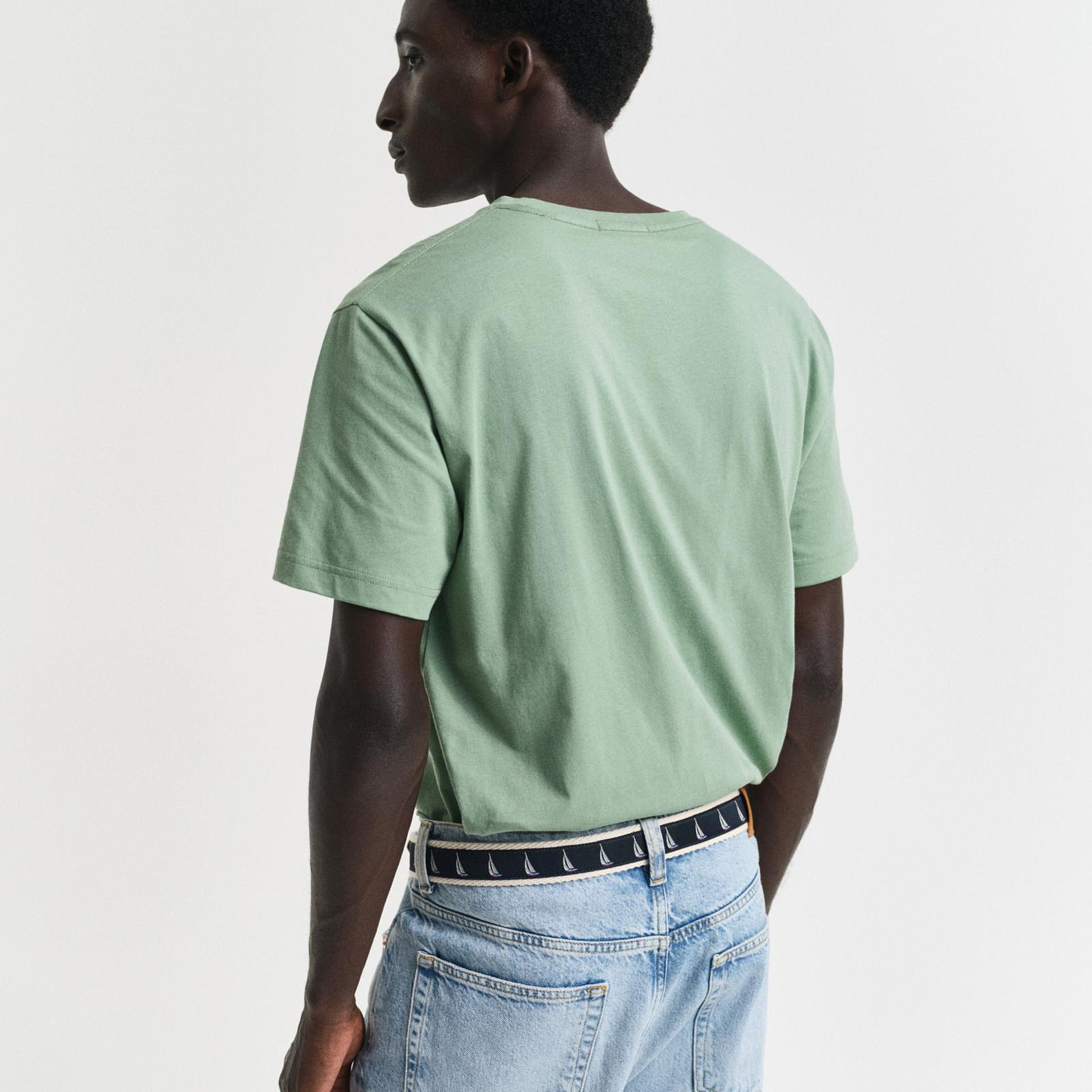 GANT Erkek Yeşil Regular Fit Bisiklet Yaka T-Shirt