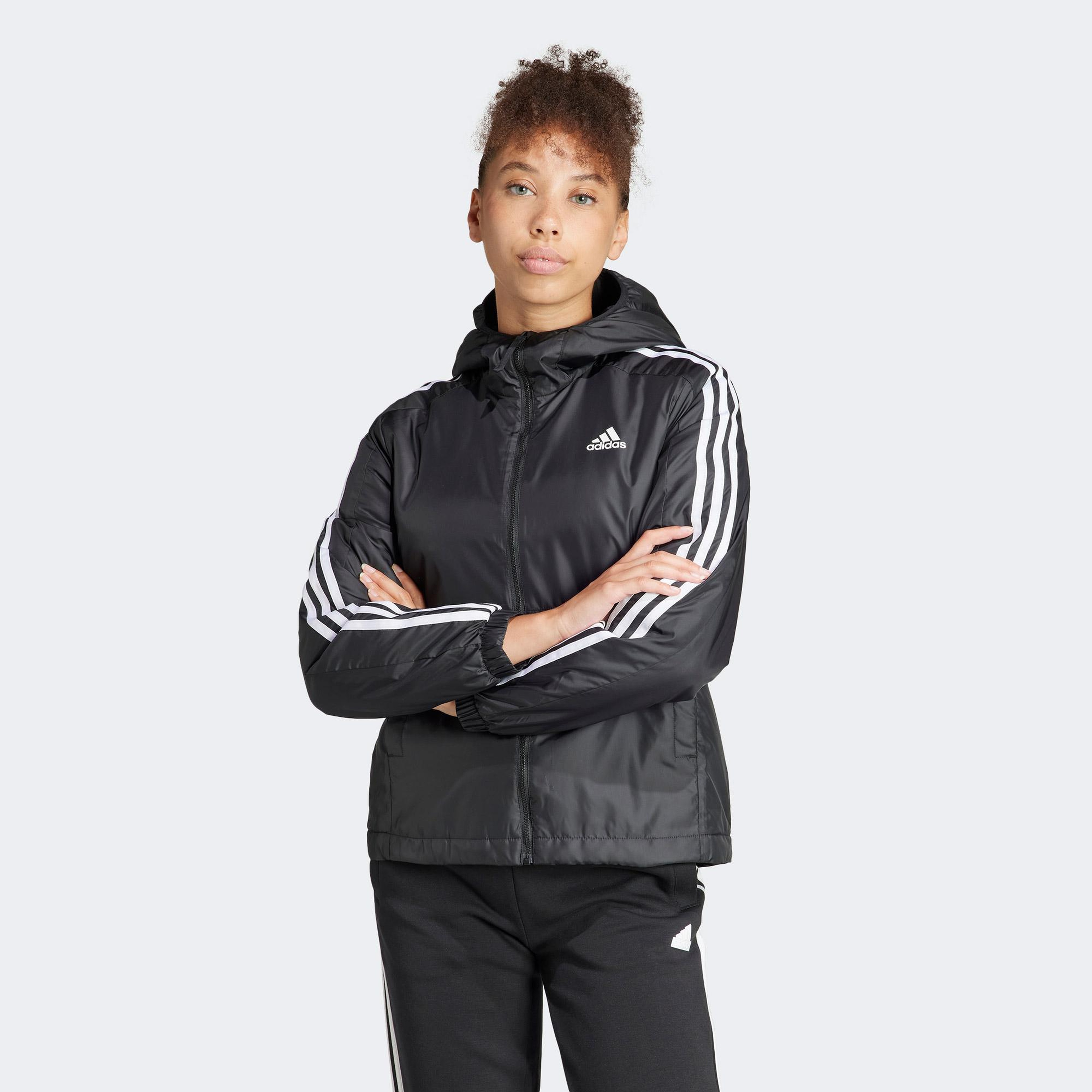 adidas Essentials 3 Striped Insulated Kadın Siyah Günlük Ceket