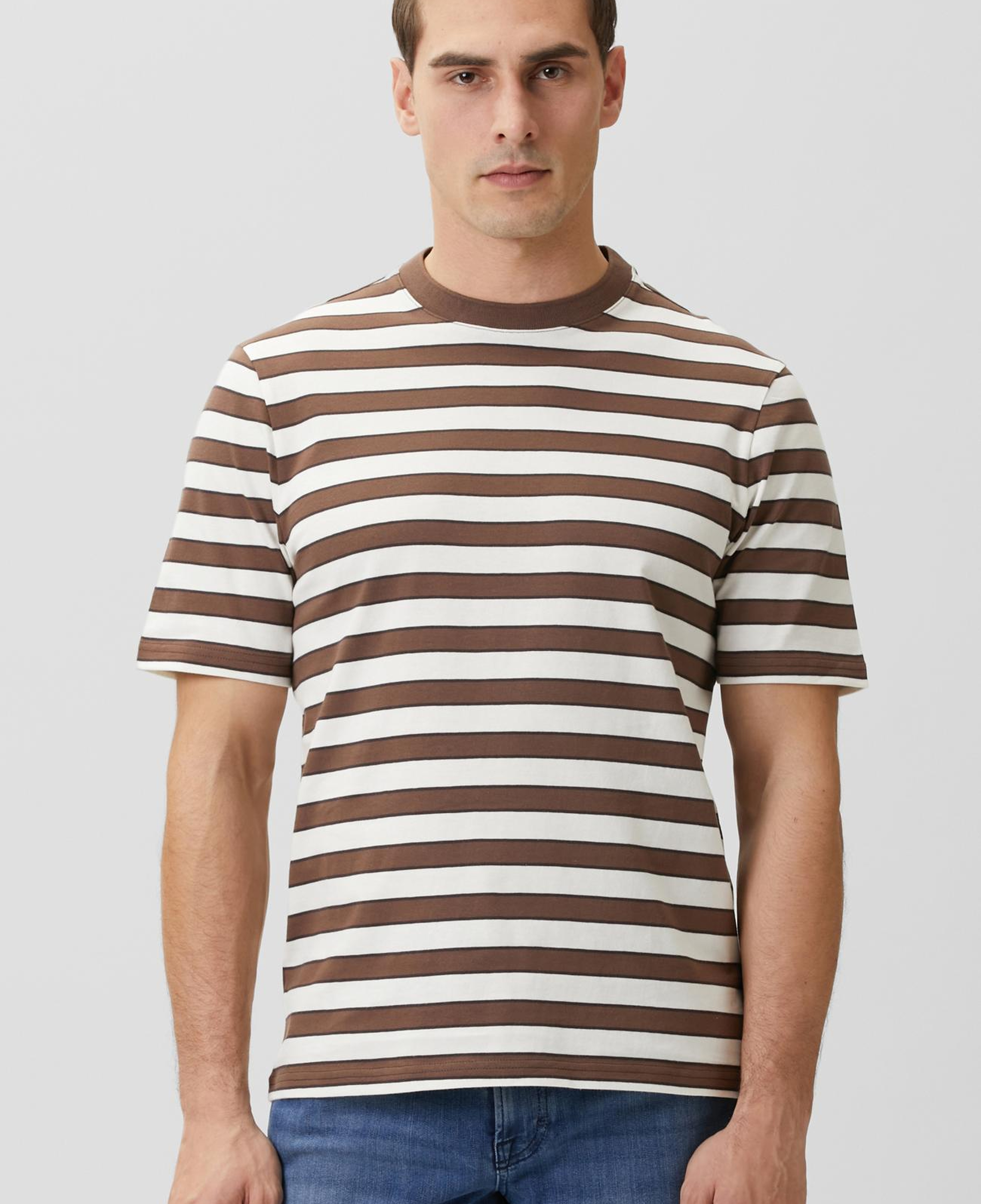 Network Erkek Kahverengi Çizgili T-shirt