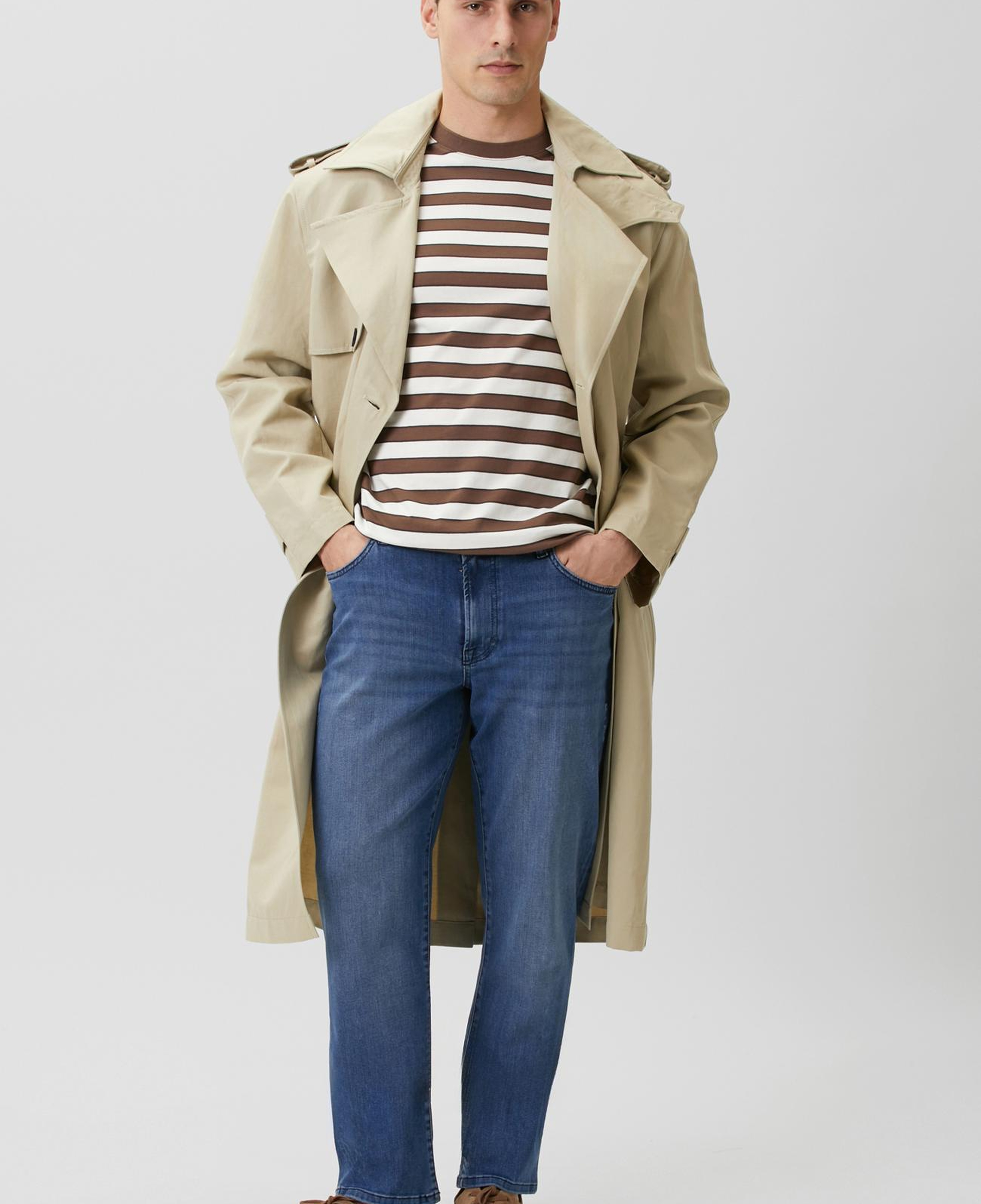 Network Erkek Kahverengi Çizgili T-shirt