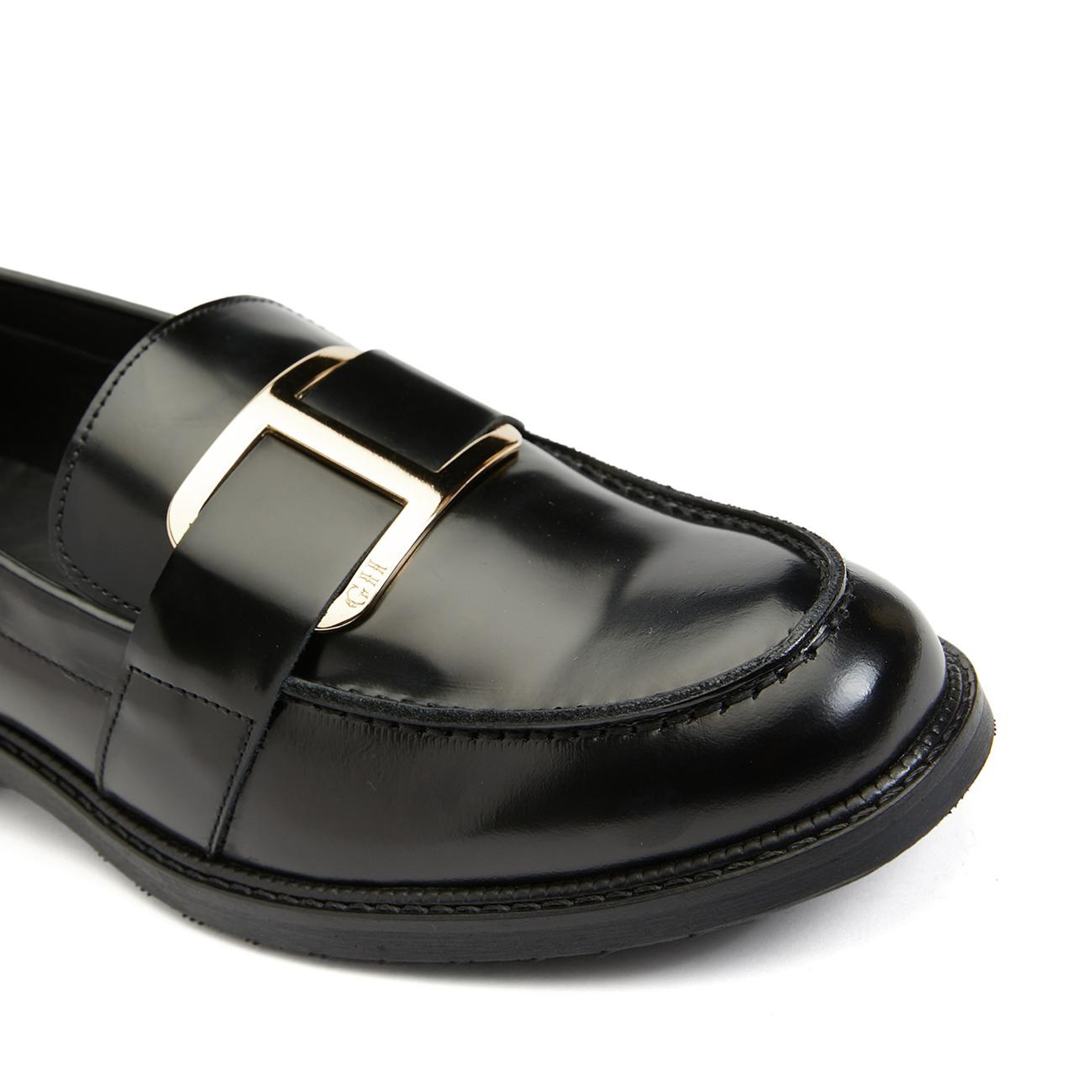 George Hogg Icons Kadın Siyah Deri Tokalı Loafer