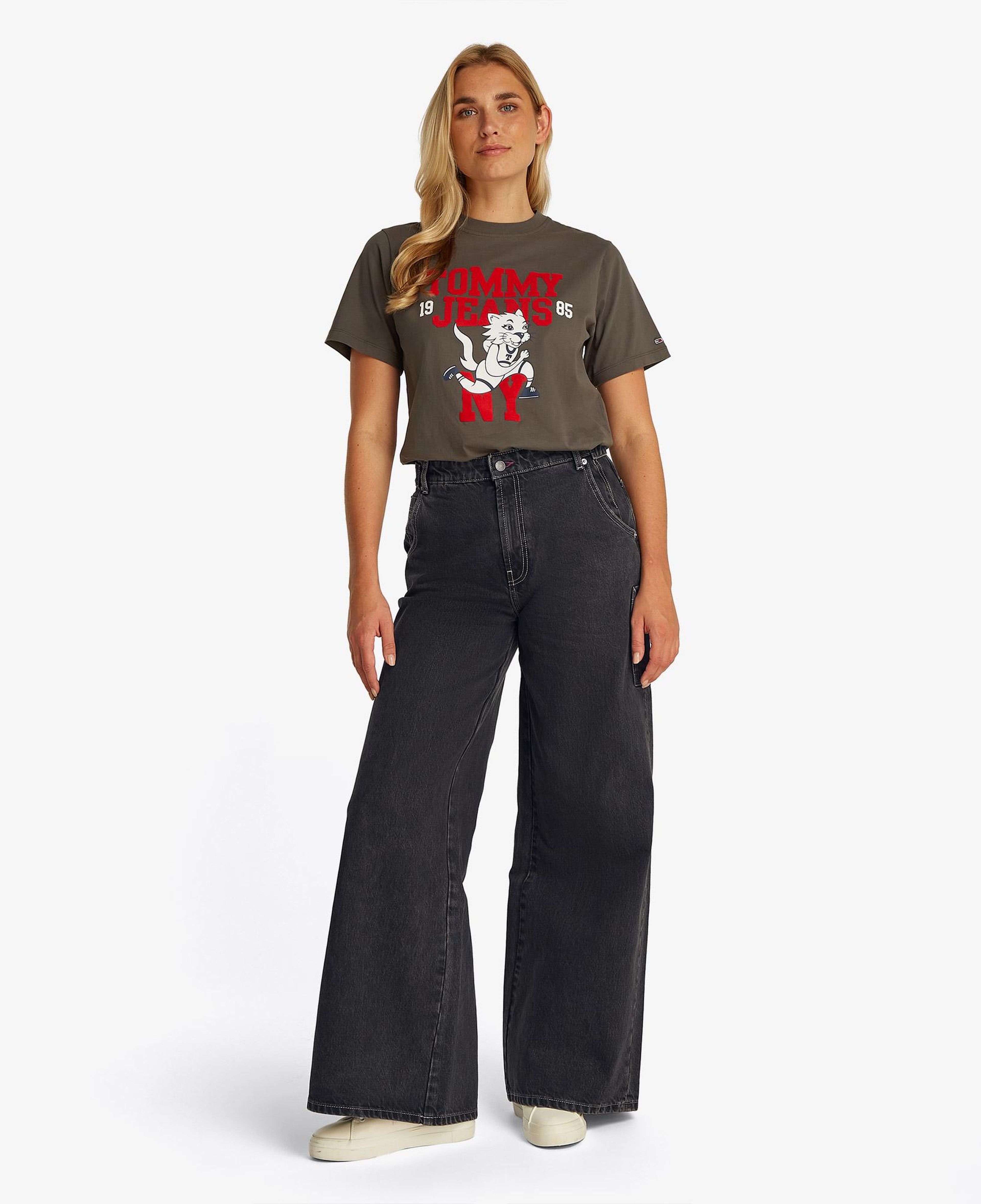 Tommy Jeans Wide Leg Carpenter Washed Kadın Koyu Gri Jean