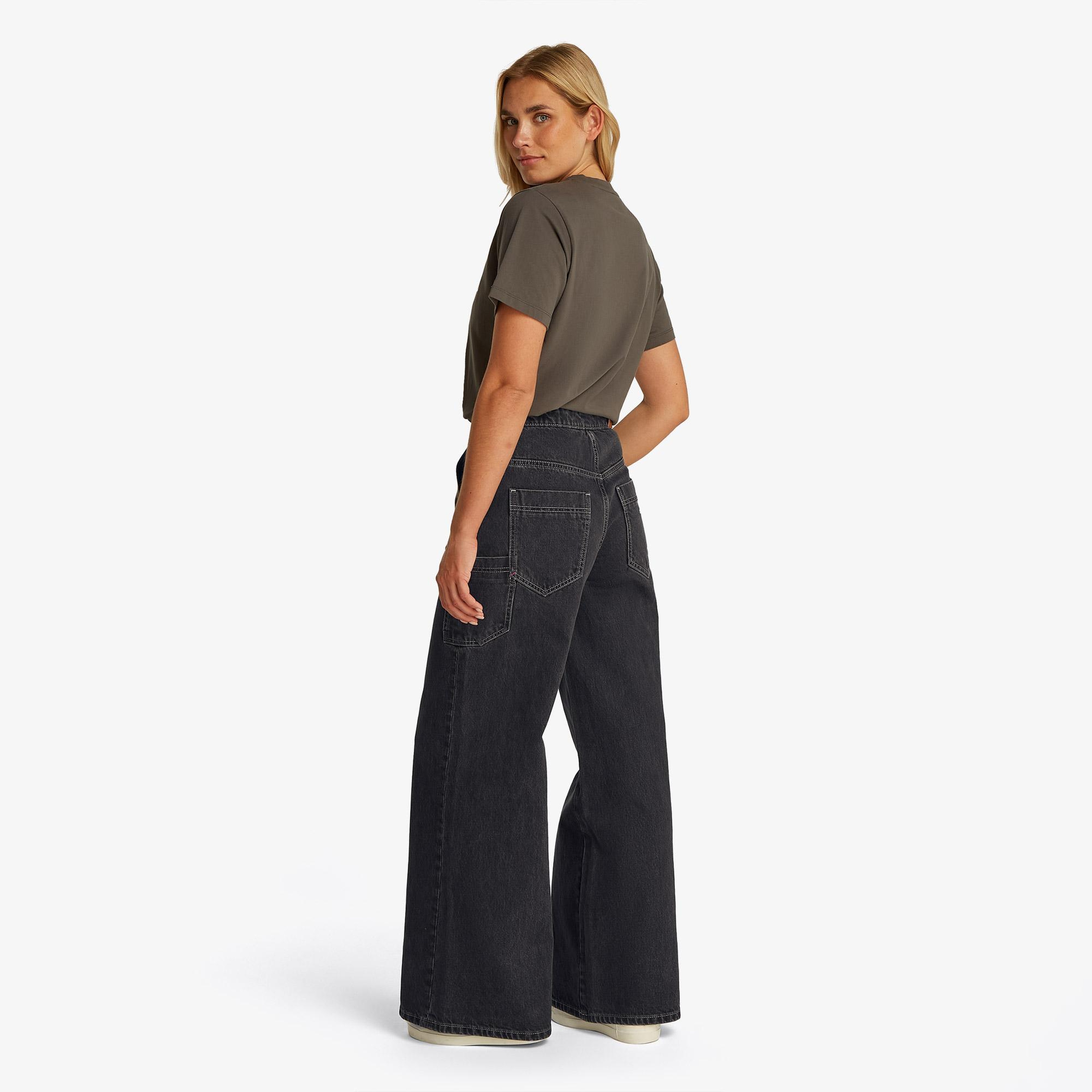 Tommy Jeans Wide Leg Carpenter Washed Kadın Koyu Gri Jean