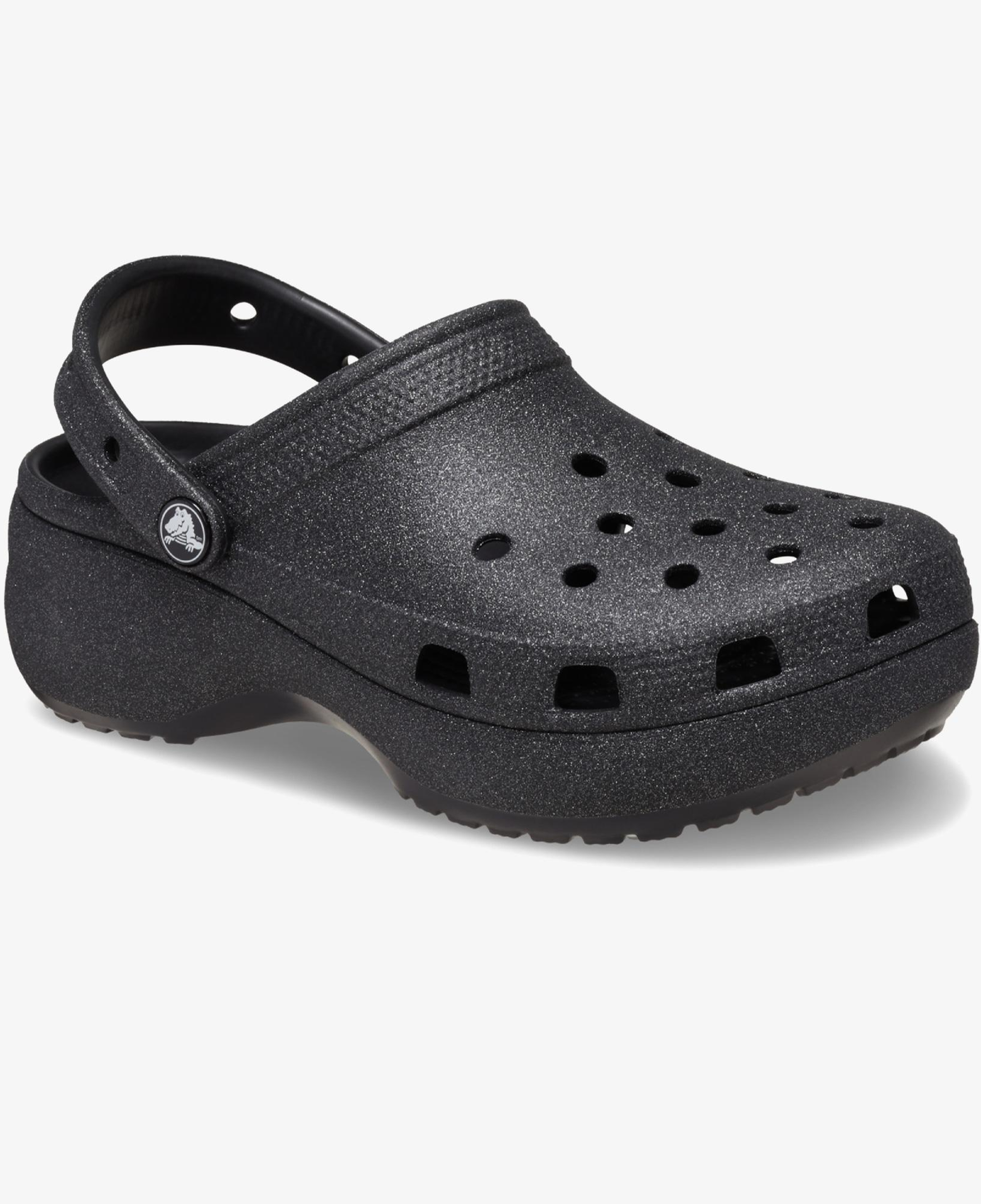 Crocs Classic Platform Glitter Clog Kadın Siyah Terlik