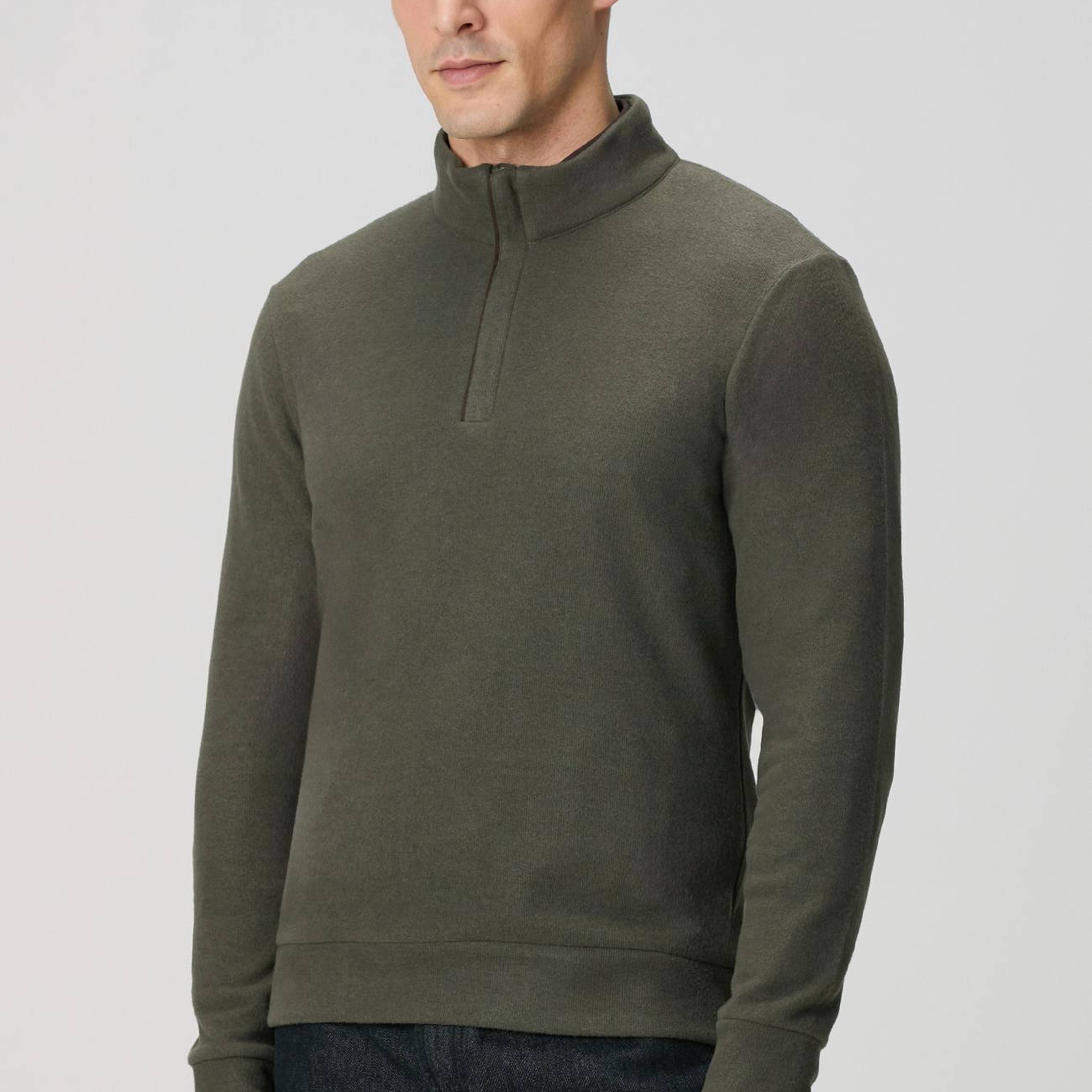 Network Erkek Haki Süet Garni Detaylı Sweatshirt