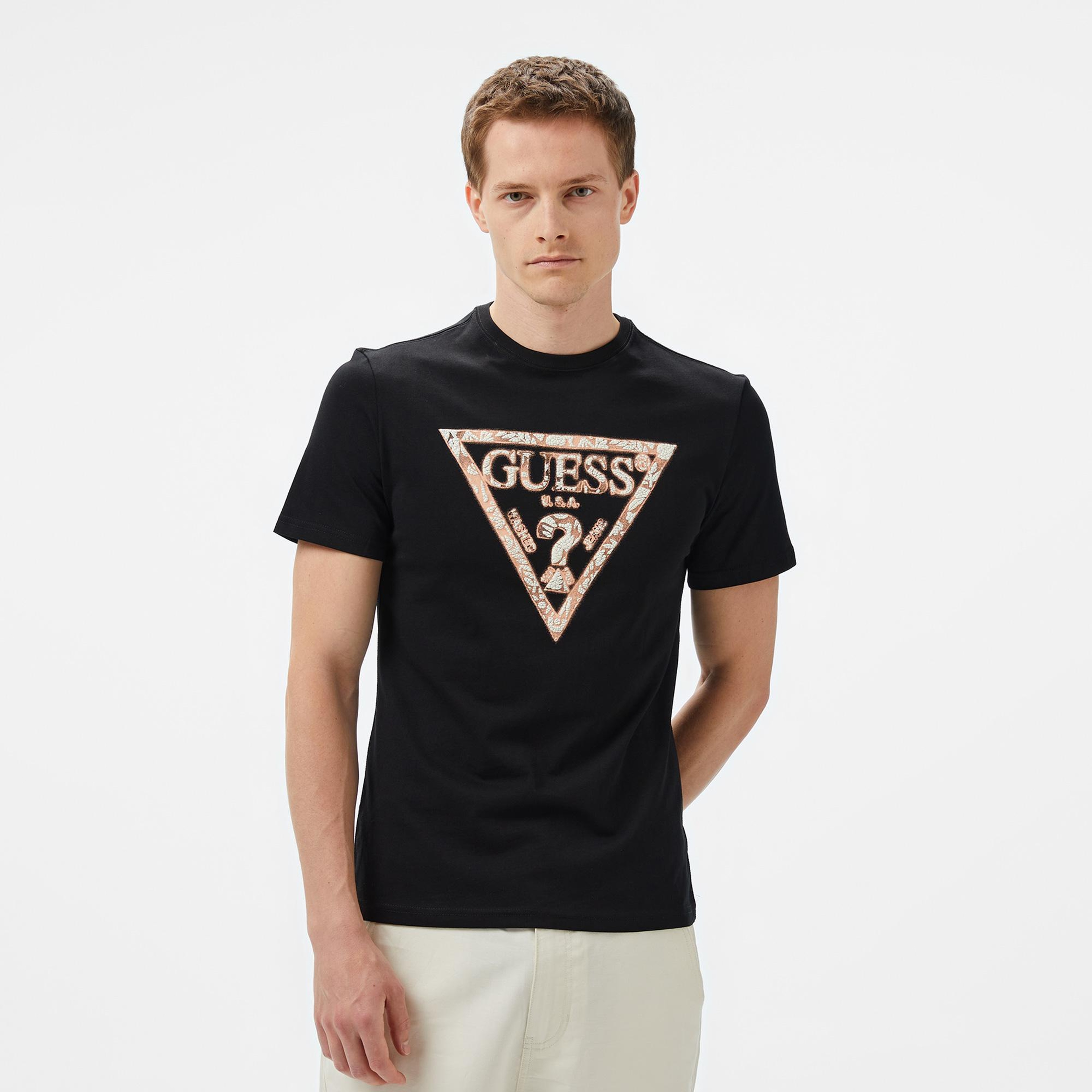 Guess Triangle Mid Organic Stream 180 Erkek Siyah T-Shirt