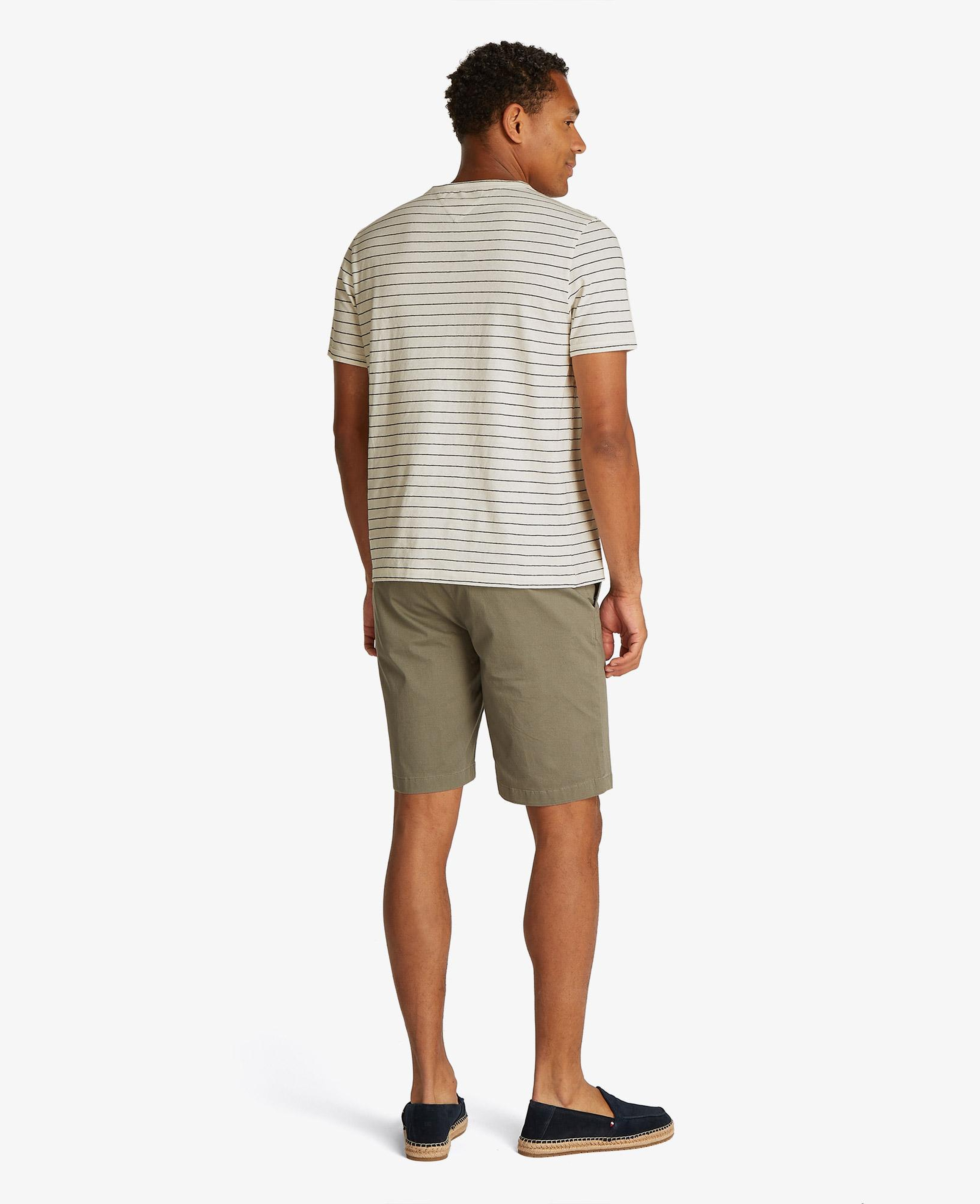Tommy Hilfiger Cotton Linen Stripe Erkek Beyaz T-Shirt