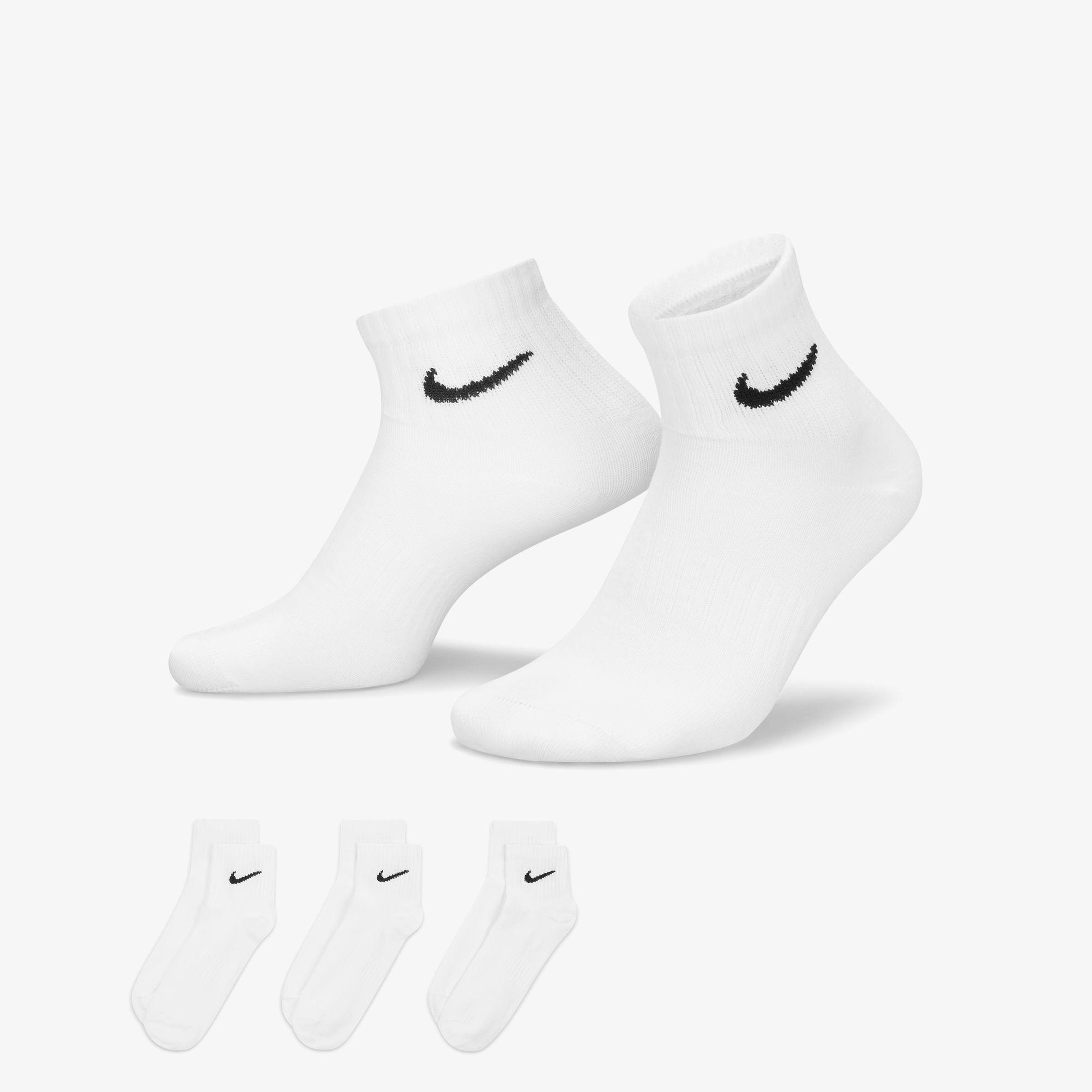 Nike Everyday Lightweight 3'lü Unisex Beyaz Çorap
