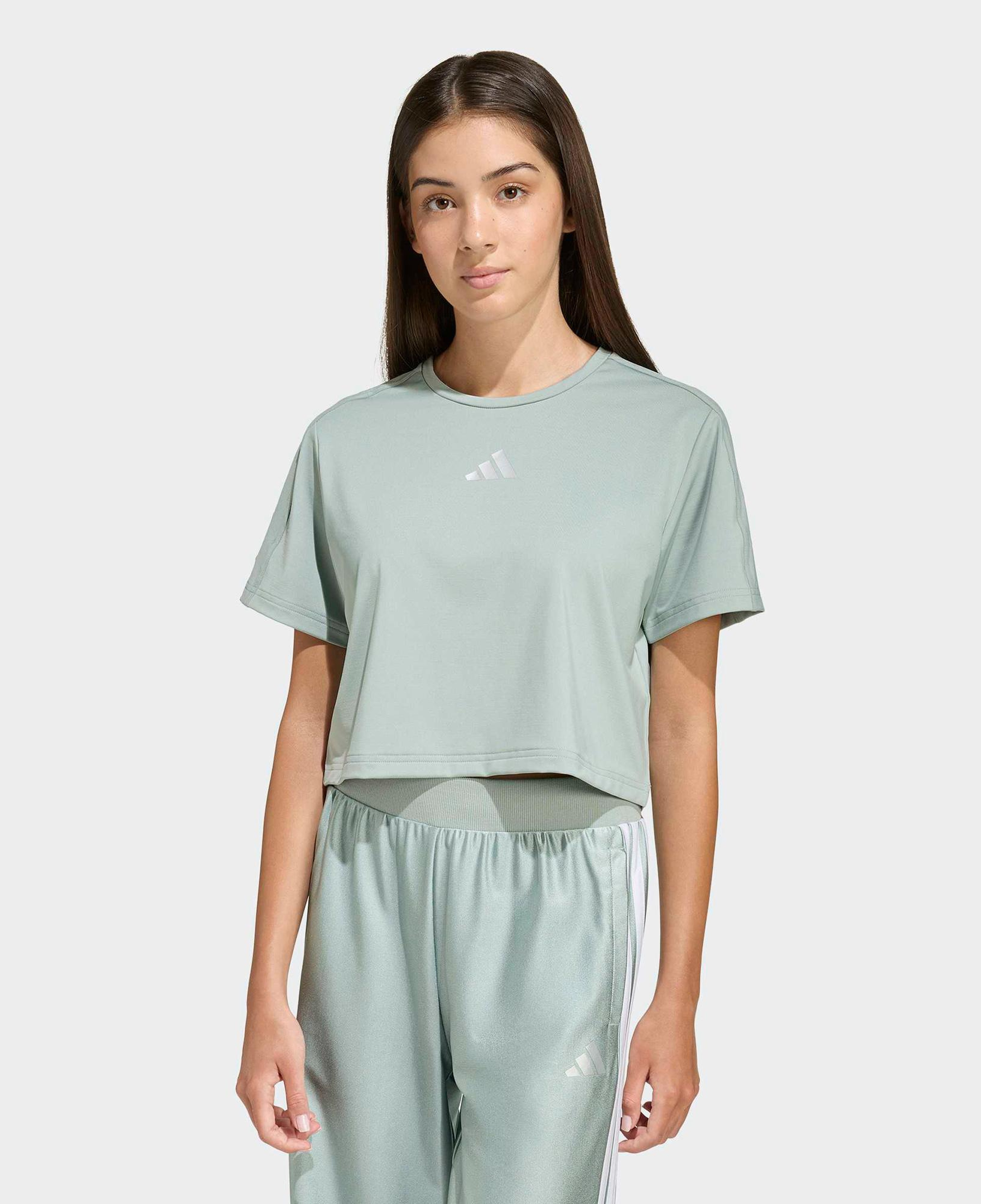 adidas Train Essentials Seasonal Çocuk Yeşil Crop T-Shirt