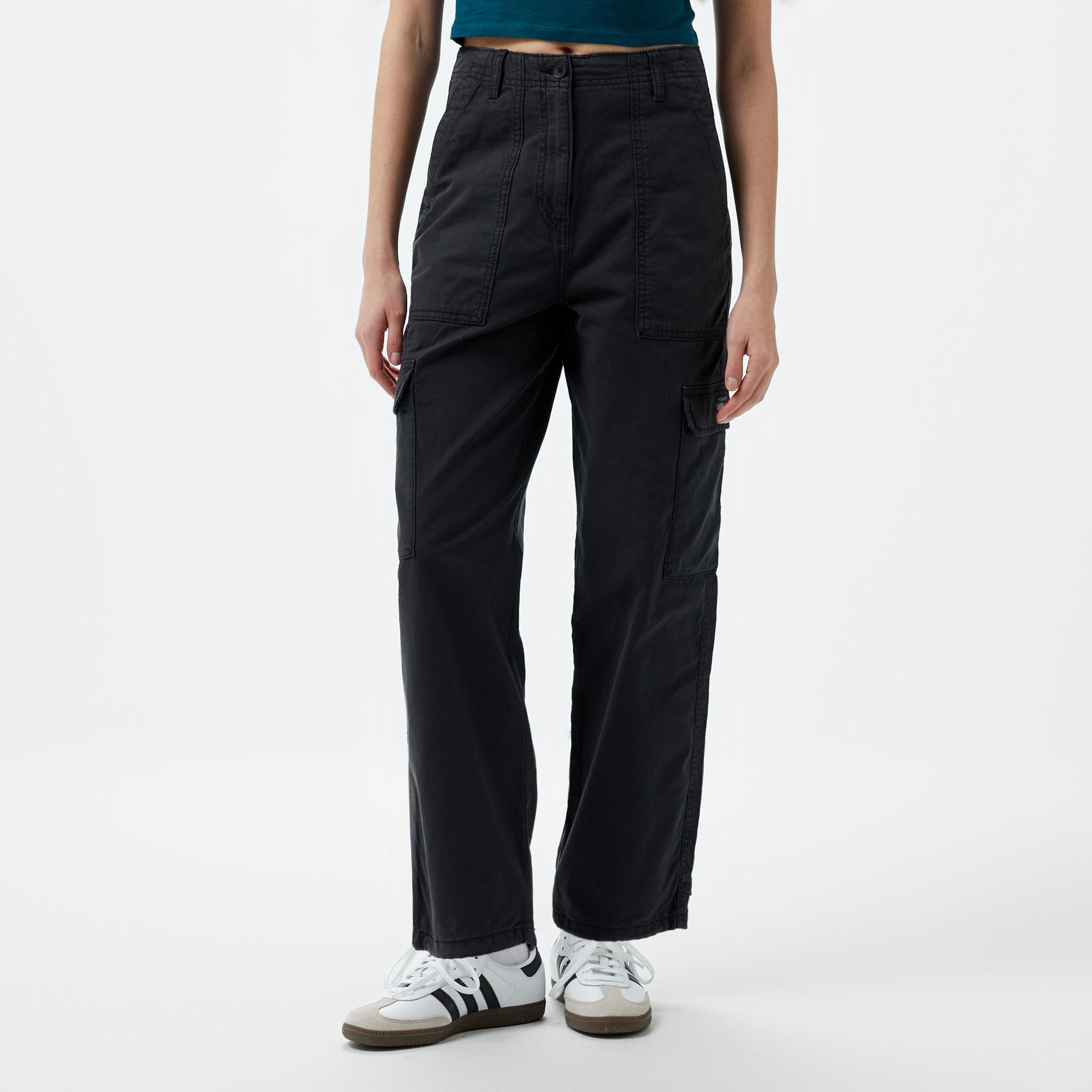 Tommy Hilfiger Jeans Gmd Harper Canvas Kadın Siyah Kargo Pantolon