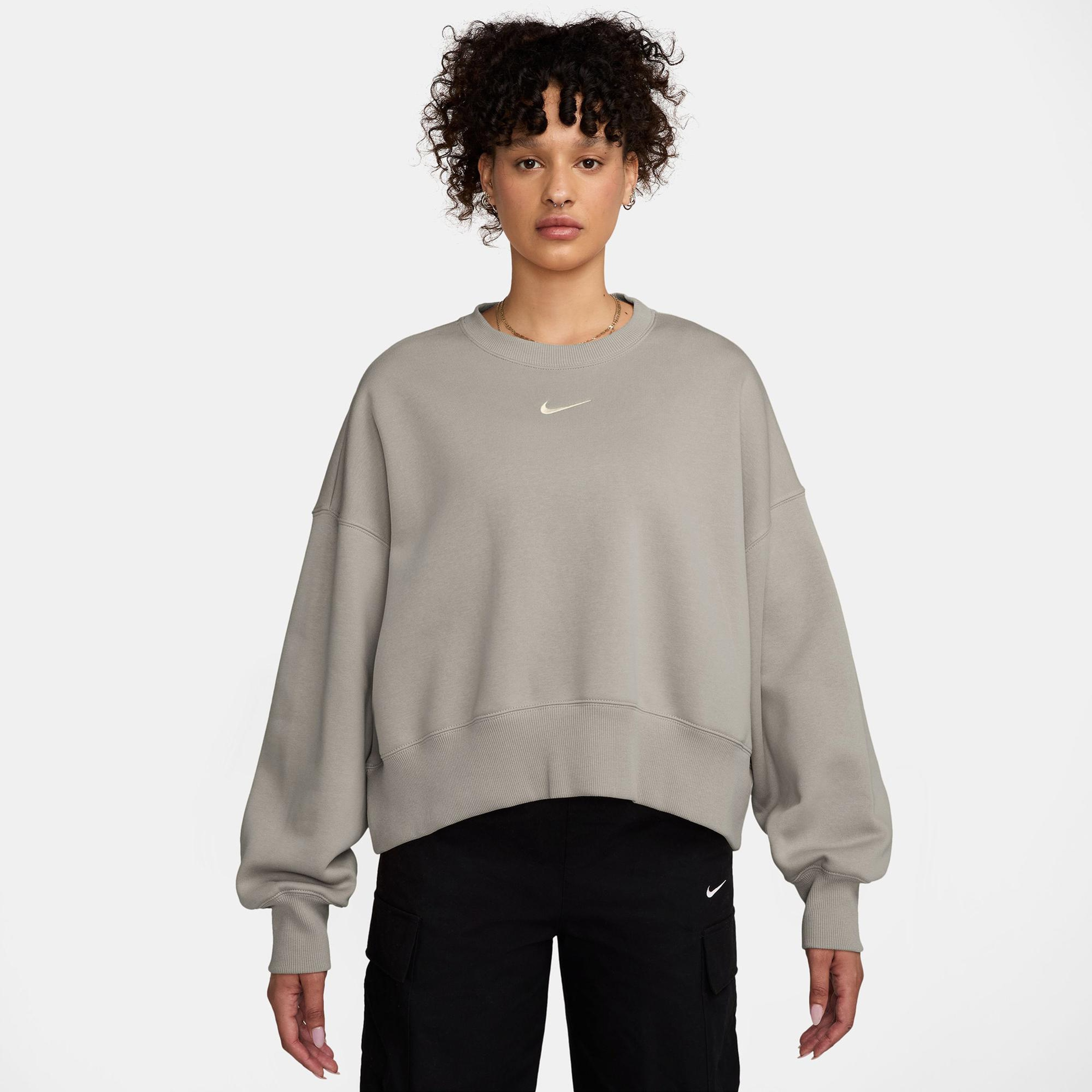 Nike Sportswear Phoenix Fleece Over size Crew Kadın Gri Sweatshirt