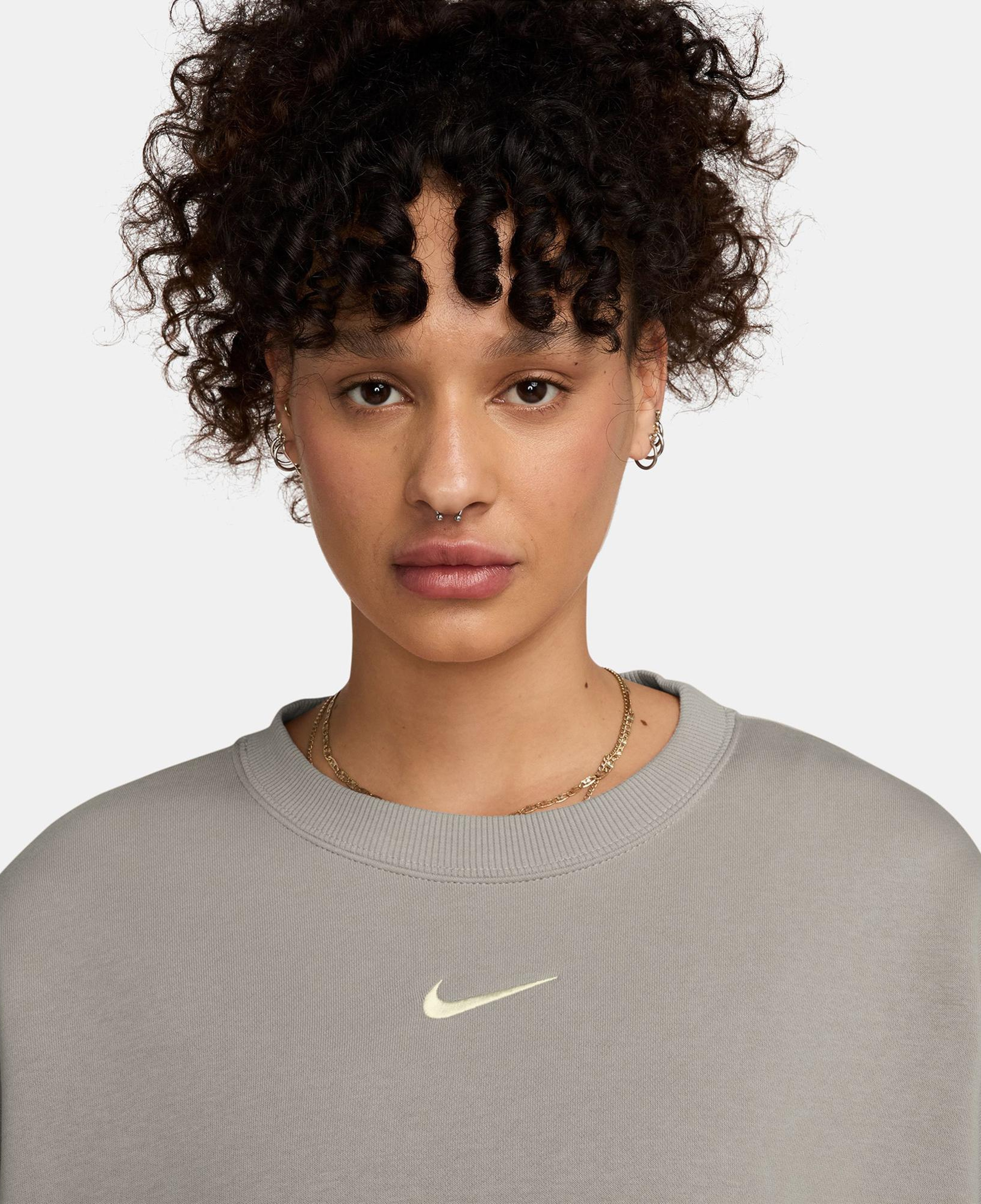 Nike Sportswear Phoenix Fleece Over size Crew Kadın Gri Sweatshirt