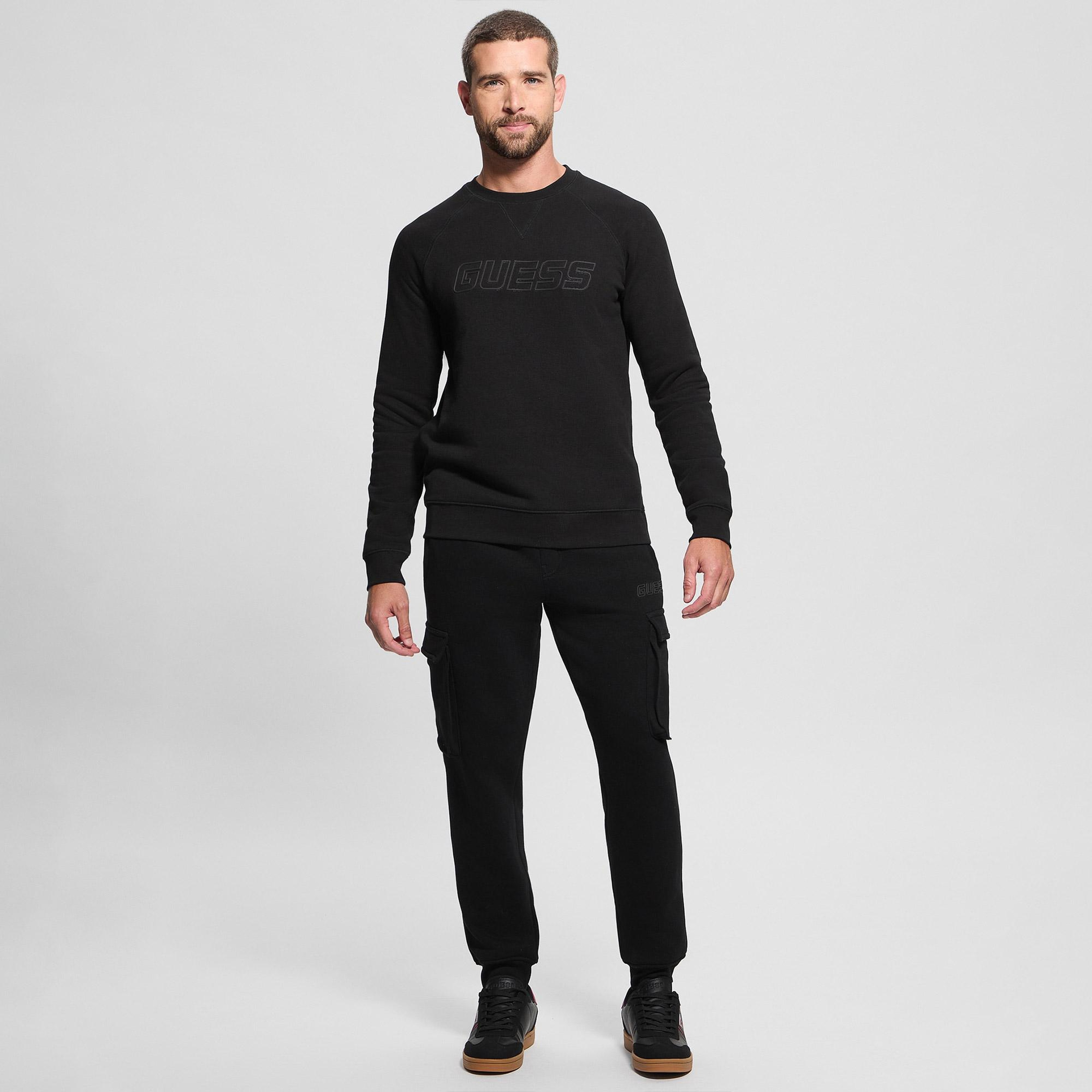 Guess New Aldwin Erkek Siyah Sweatshirt