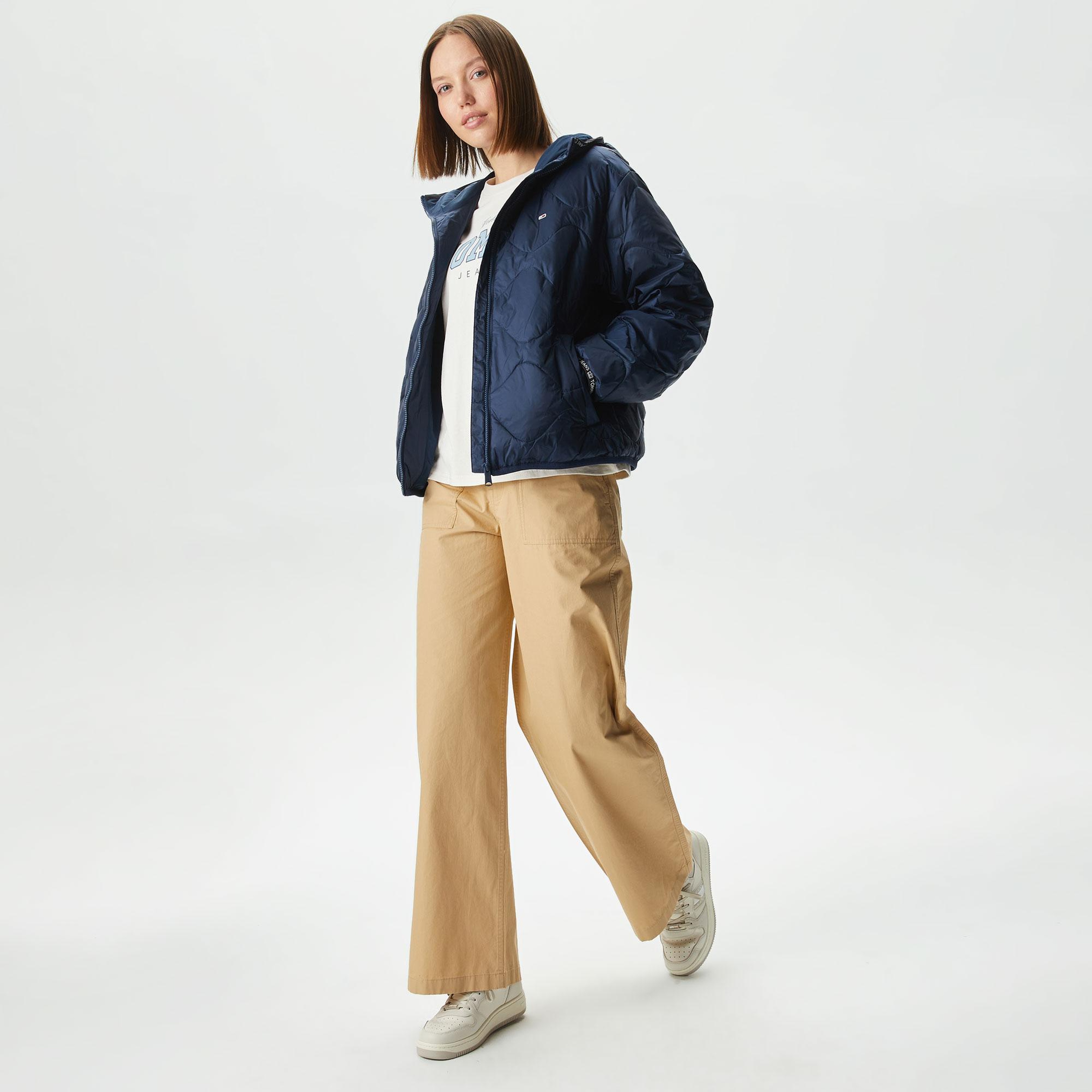 Tommy Jeans Quilted Tape Hoodffer Kadın Lacivert Mont