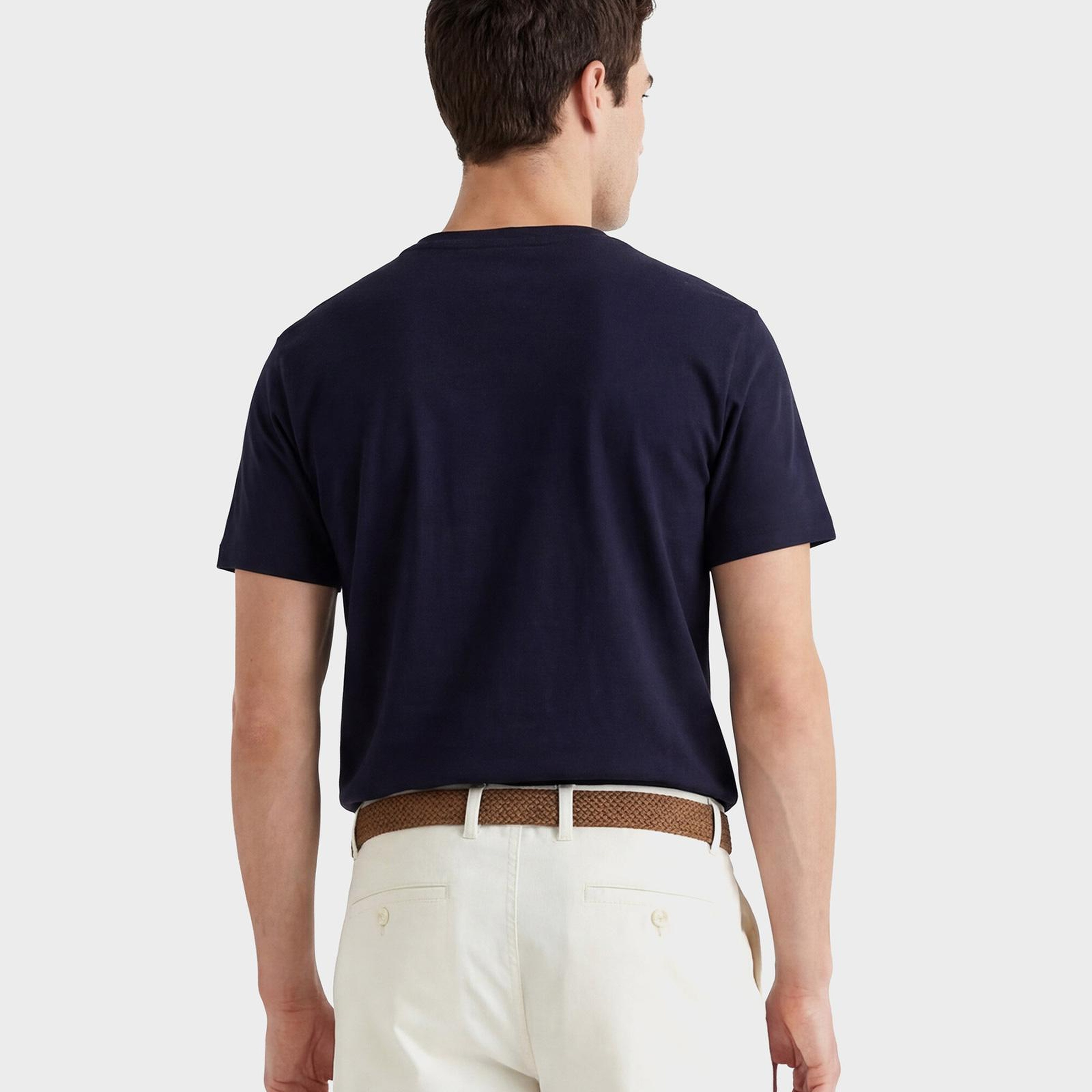GANT Erkek Lacivert Bisiklet Yaka Regular Fit T-Shirt