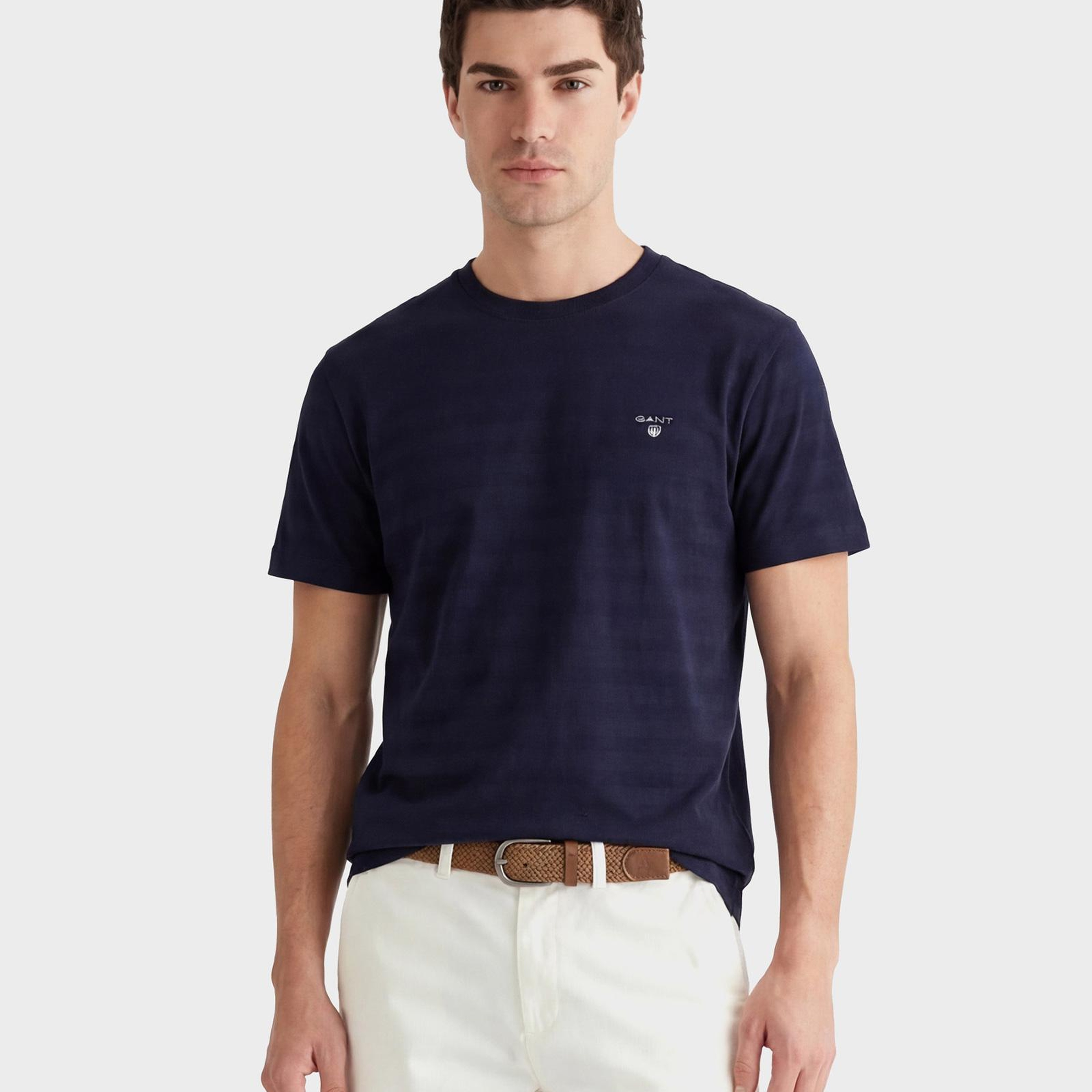 GANT Erkek Lacivert Bisiklet Yaka Regular Fit T-Shirt