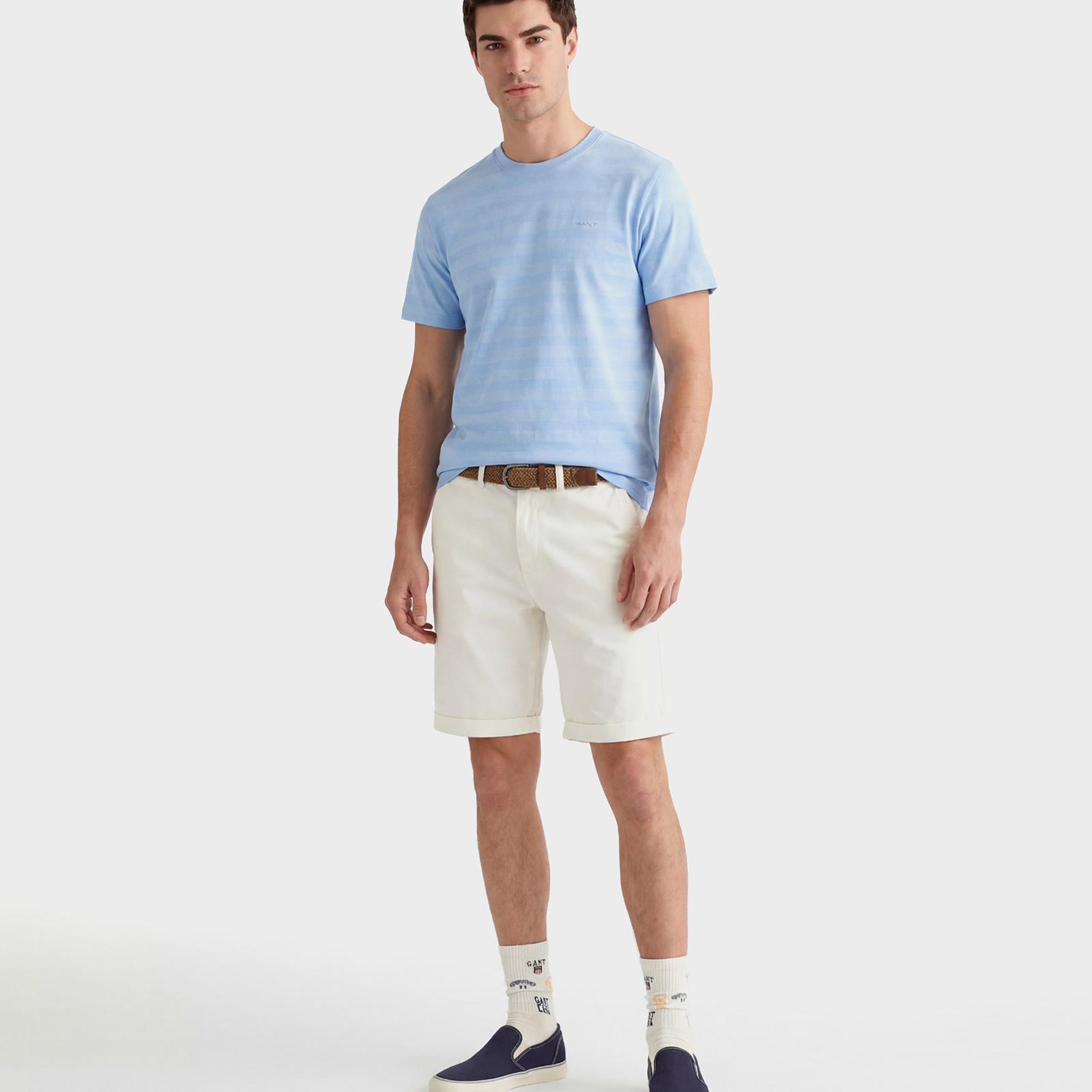 GANT Erkek Mavi Bisiklet Yaka Regular Fit T-Shirt