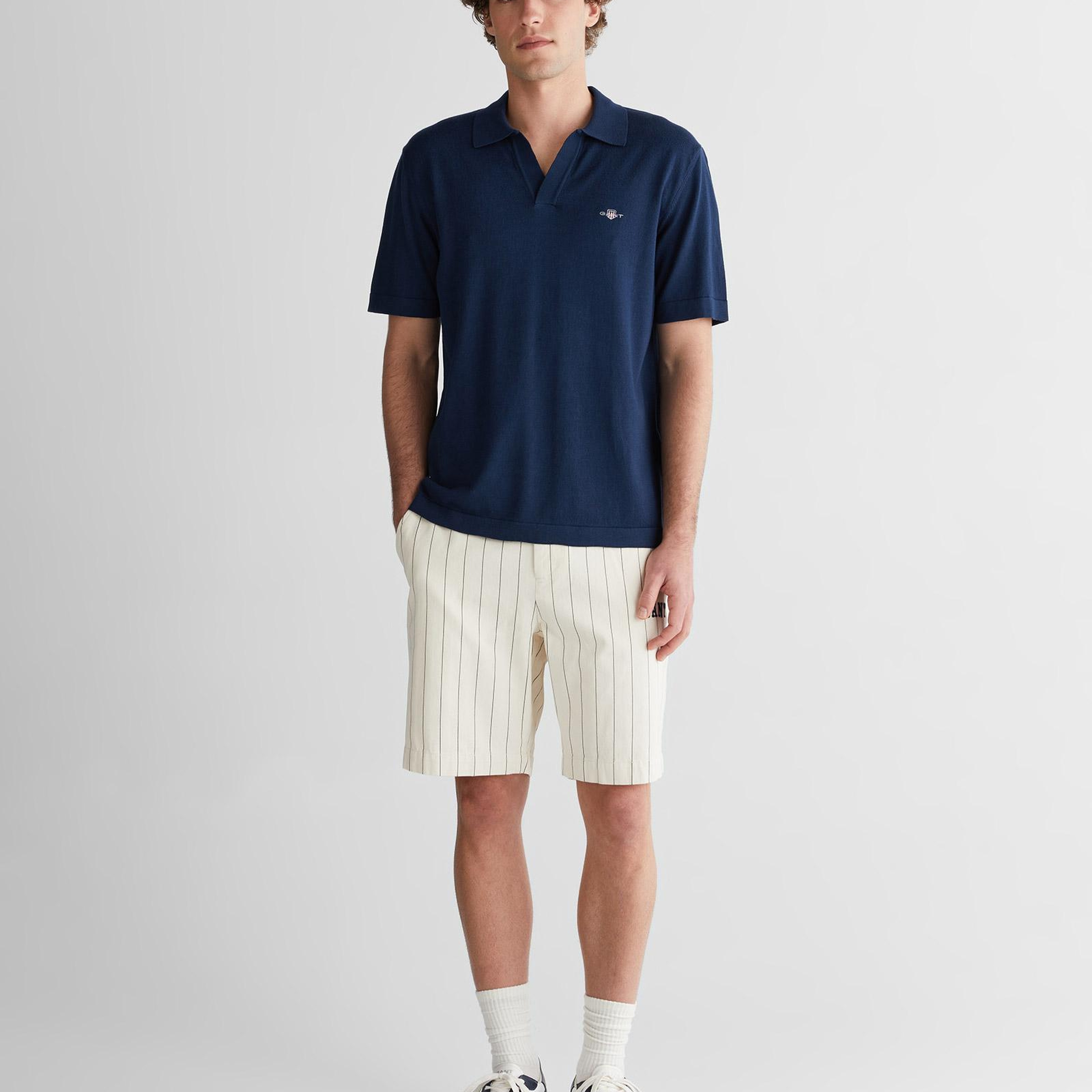 GANT Erkek Krem Regular Fit Çizgili Şort
