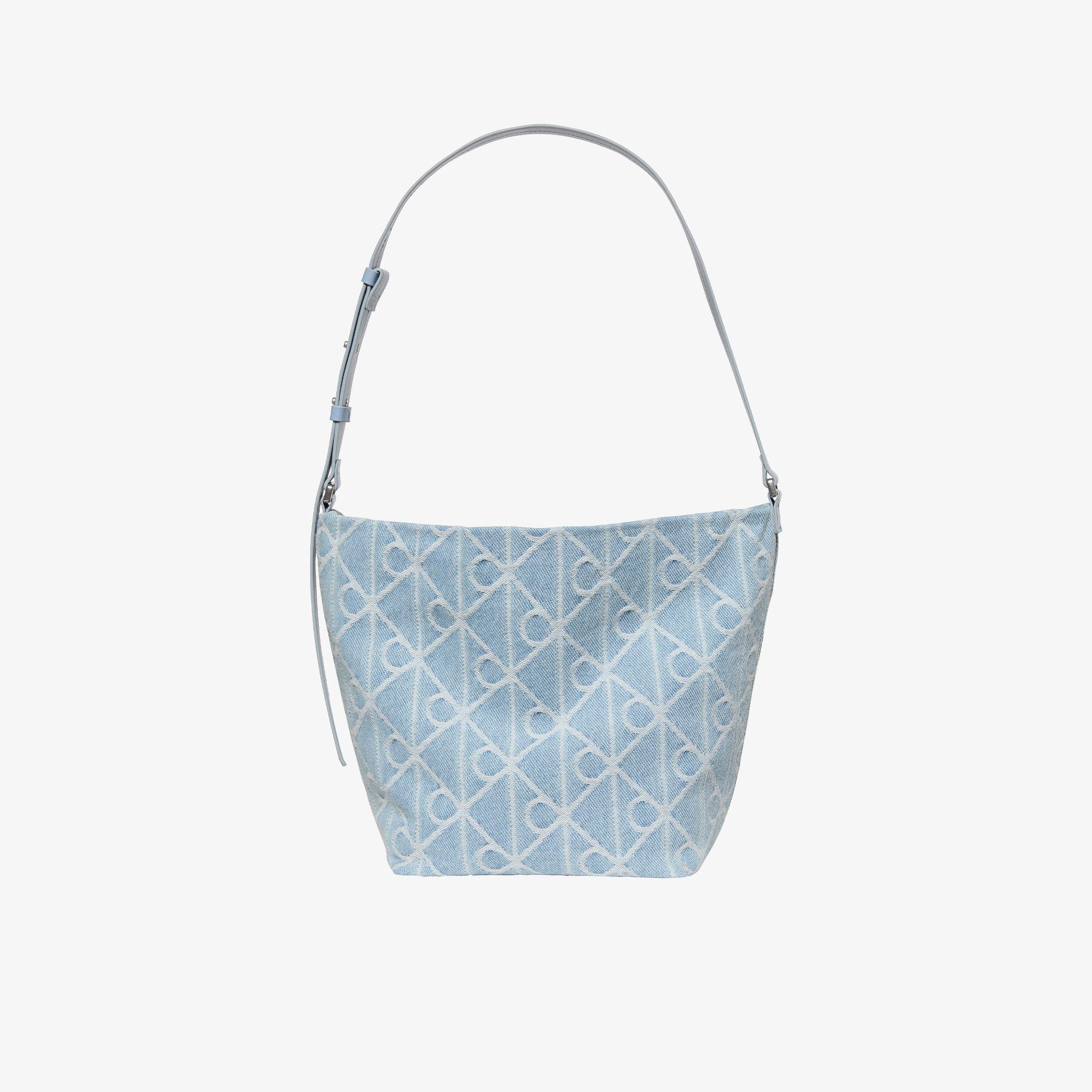Calvin Klein Emblem Denim Bucket Kadın Mavi El Çantası
