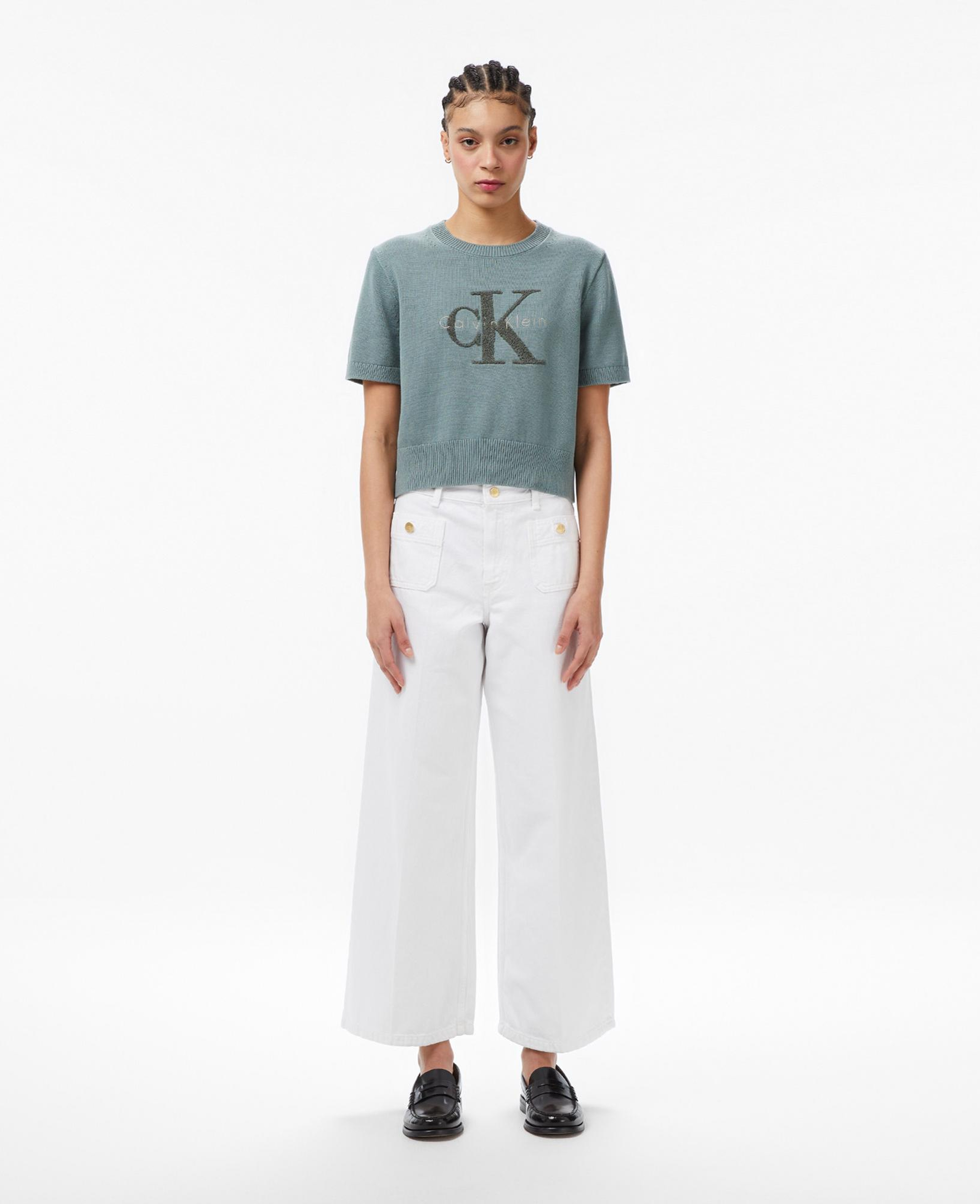 Calvin Klein Chunky Cotton Graphic Vest Kadın Gri Triko
