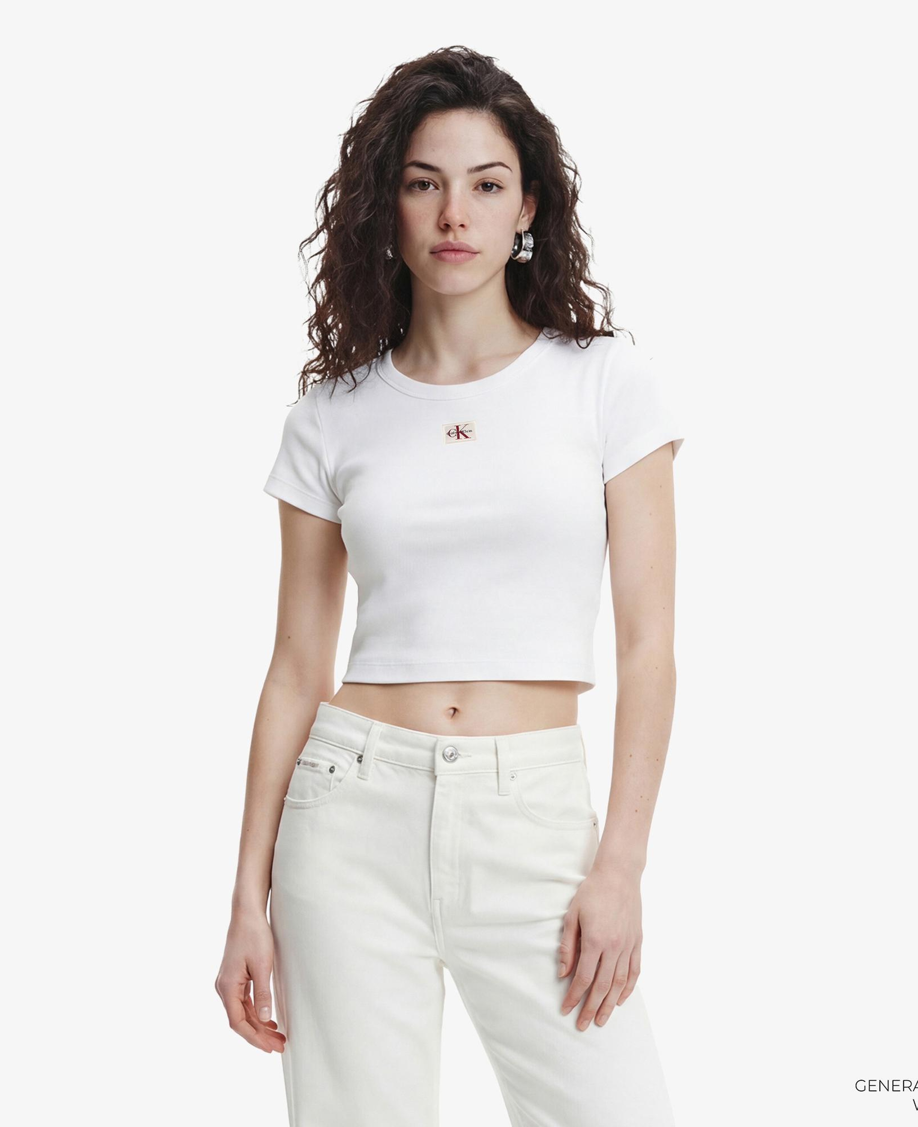 Calvin Klein Woven Label 2X2 Baby Rib Baby Kadın Beyaz T-Shirt