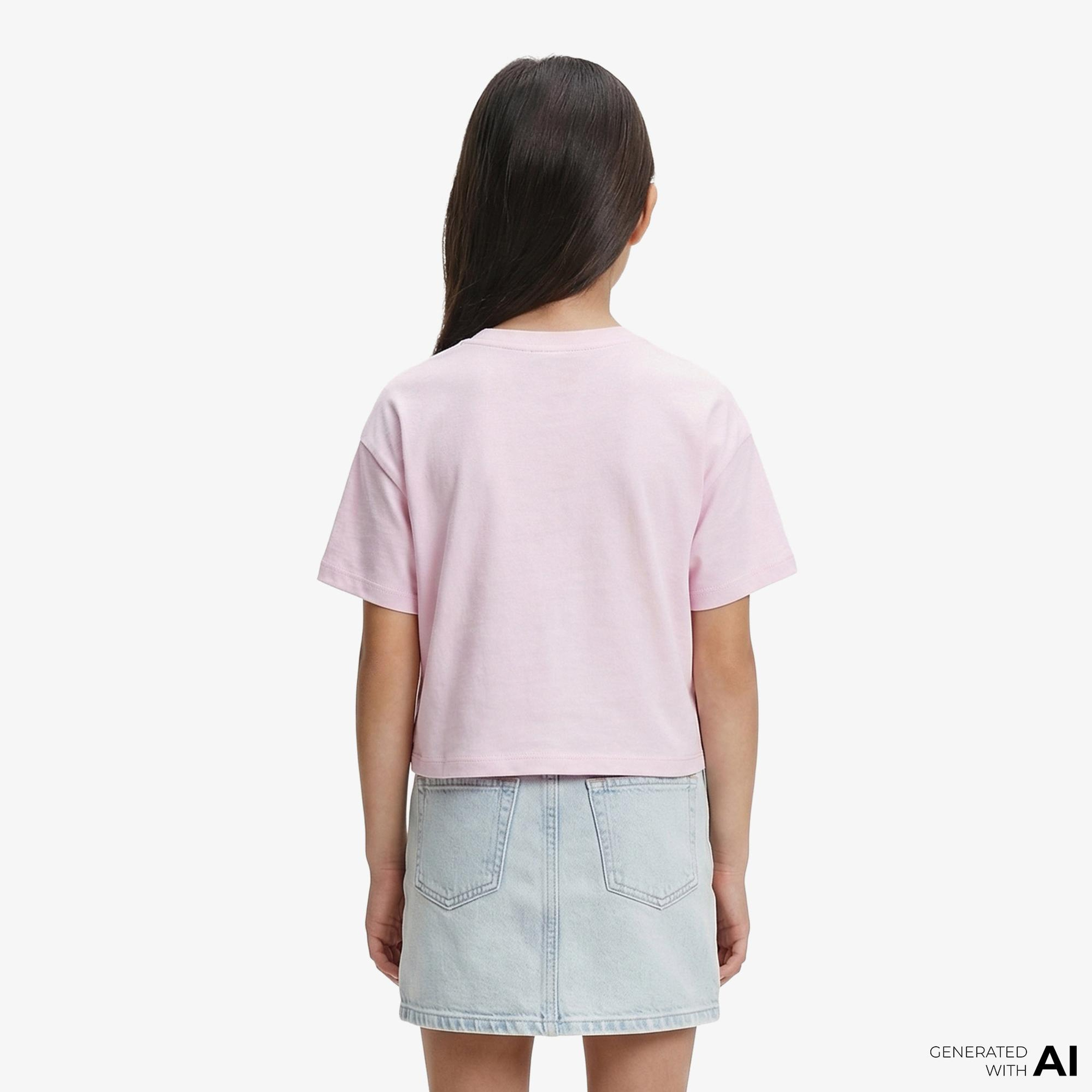 Calvin Klein Logo Boxy Çocuk Pembe T-Shirt