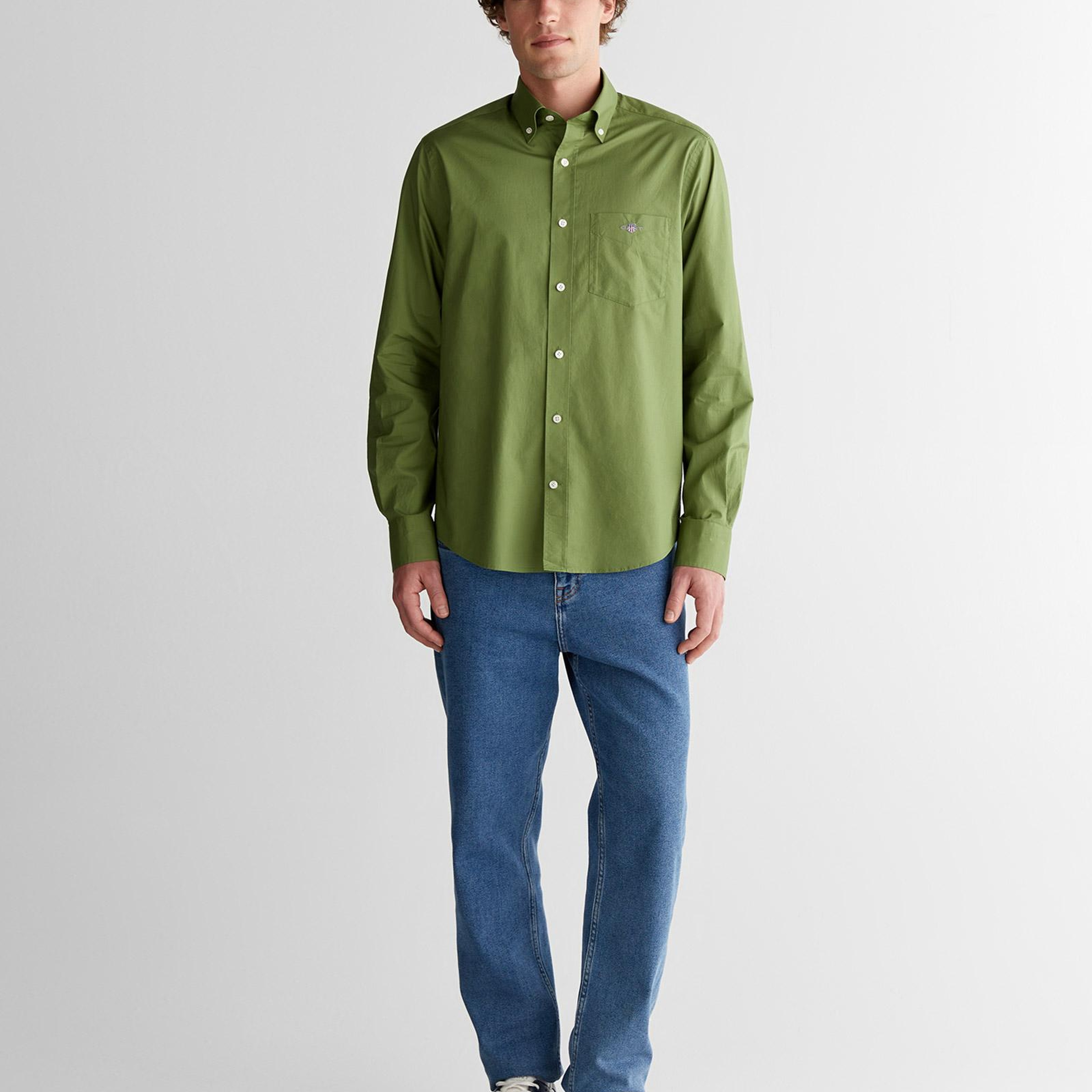GANT Erkek Yeşil Regular Fit Logolu Gömlek